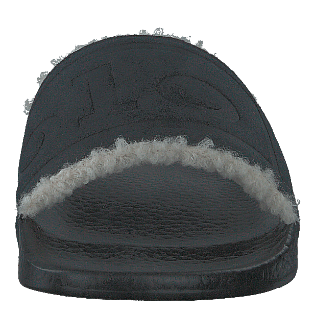 Faux-Shearling–Lined Suede Slide Black