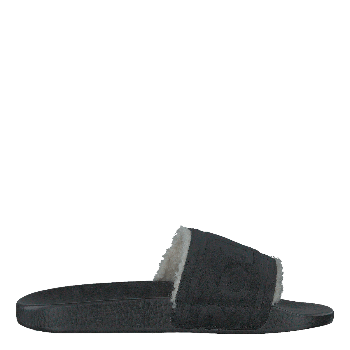 Faux-Shearling–Lined Suede Slide Black