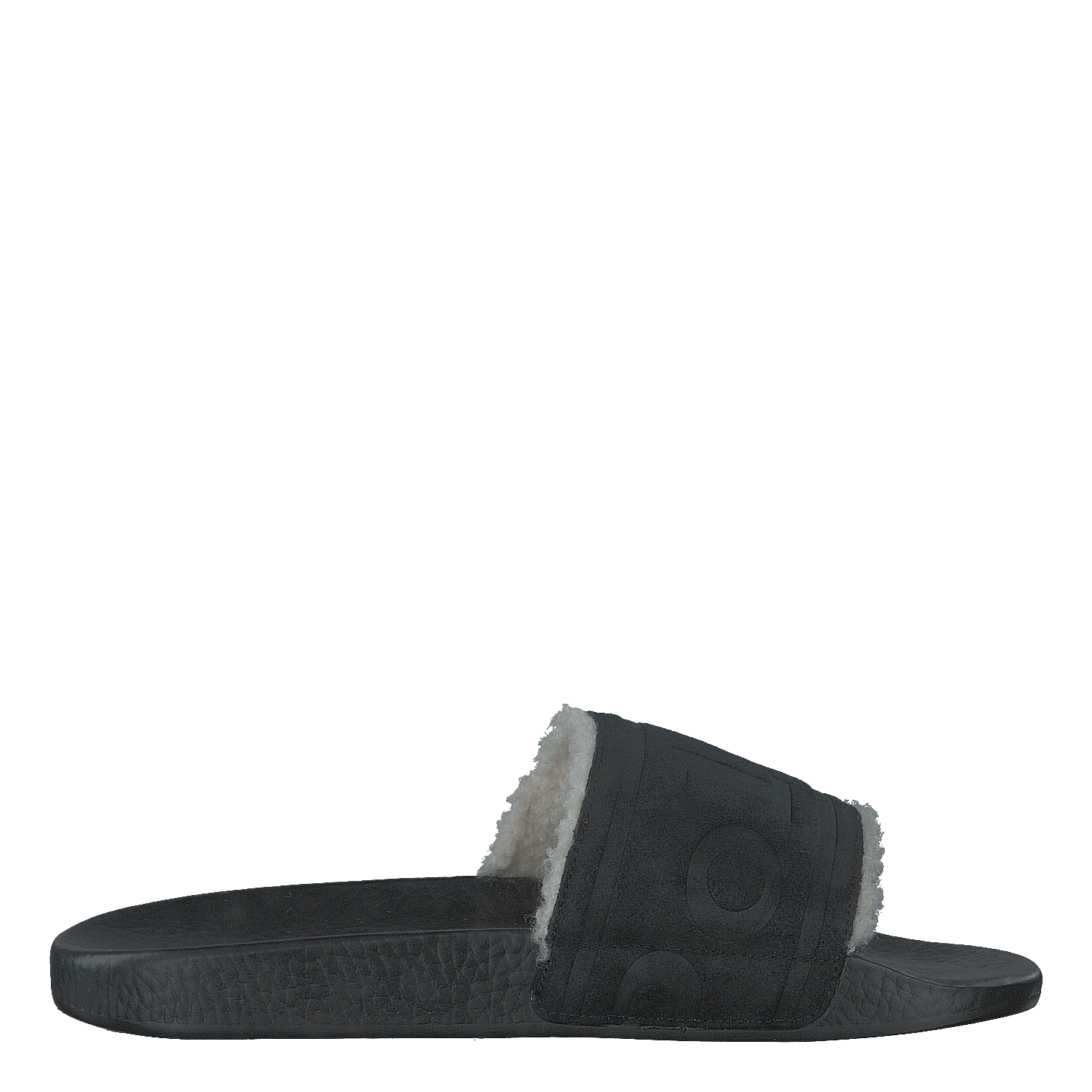 Faux-Shearling–Lined Suede Slide Black