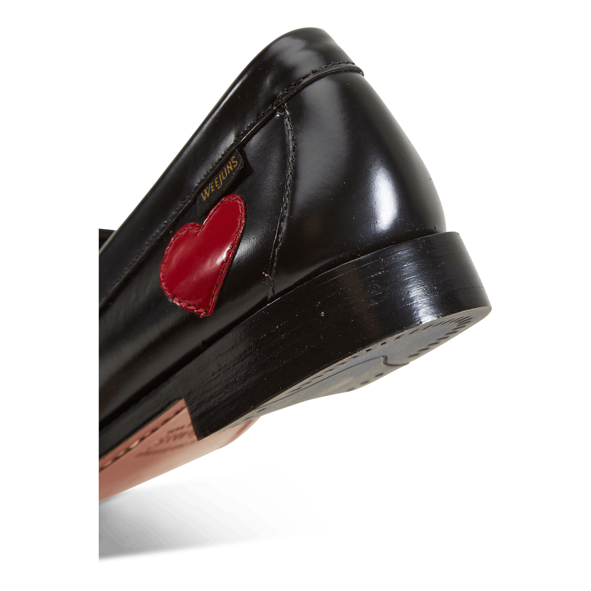 G. H. Bass Gh Weejun Wmn Penny Love Black Lthr W red Caliroots