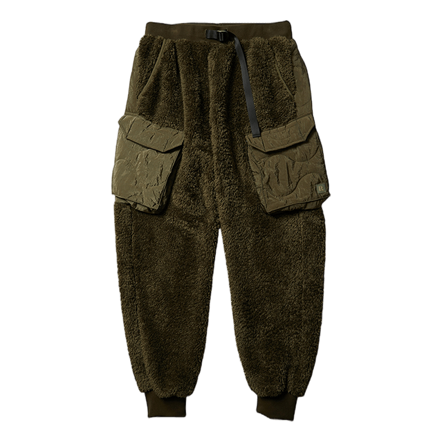 Pile Fleece Quilted Pants Olive