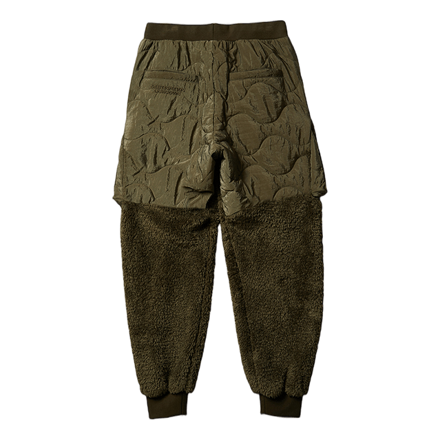 Pile Fleece Quilted Pants Olive