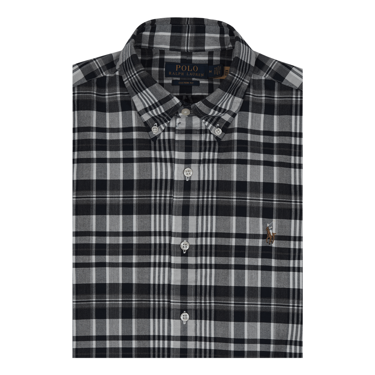 Custom Fit Plaid Oxford Shirt Grey Heather / Navy Multi