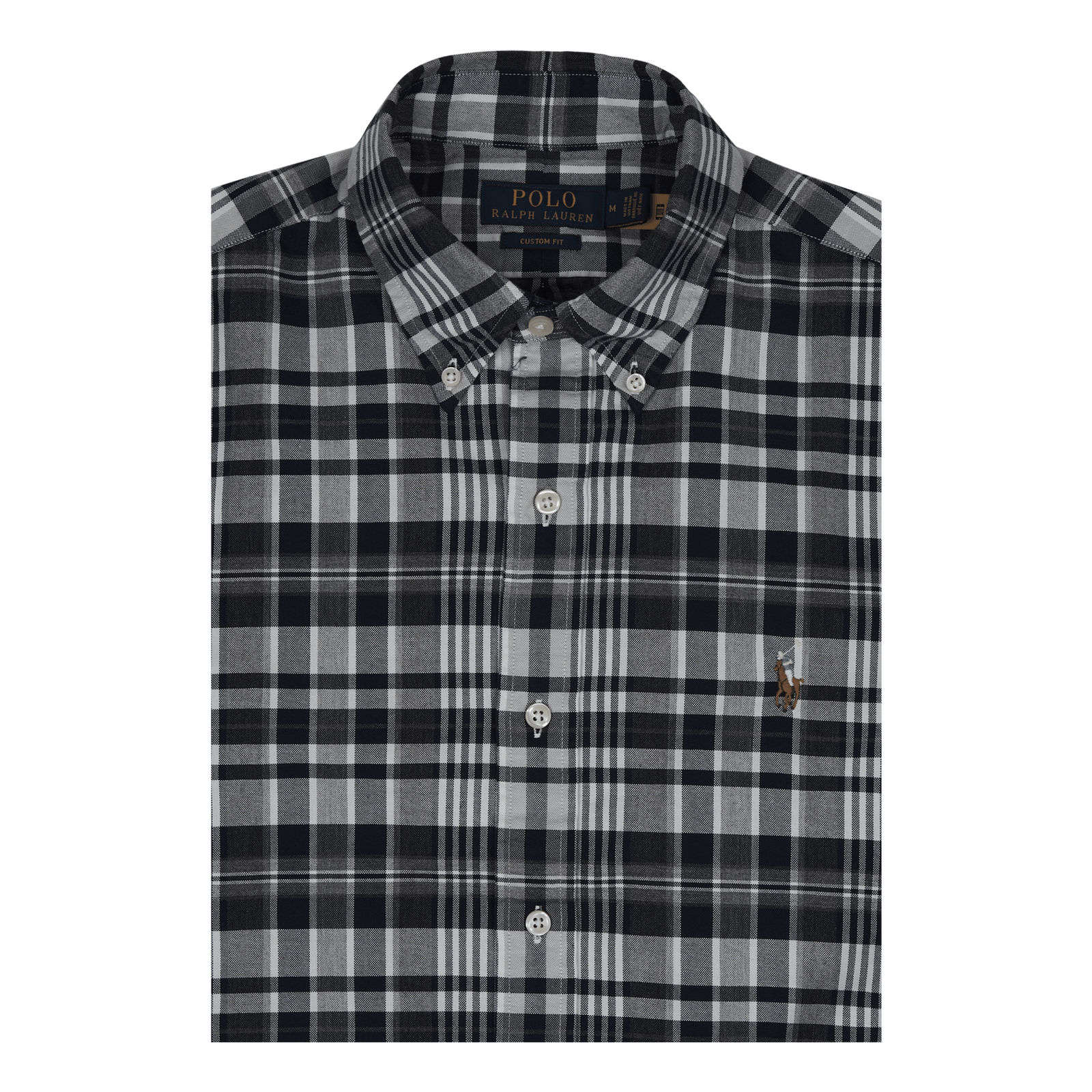 Custom Fit Plaid Oxford Shirt Grey Heather / Navy Multi