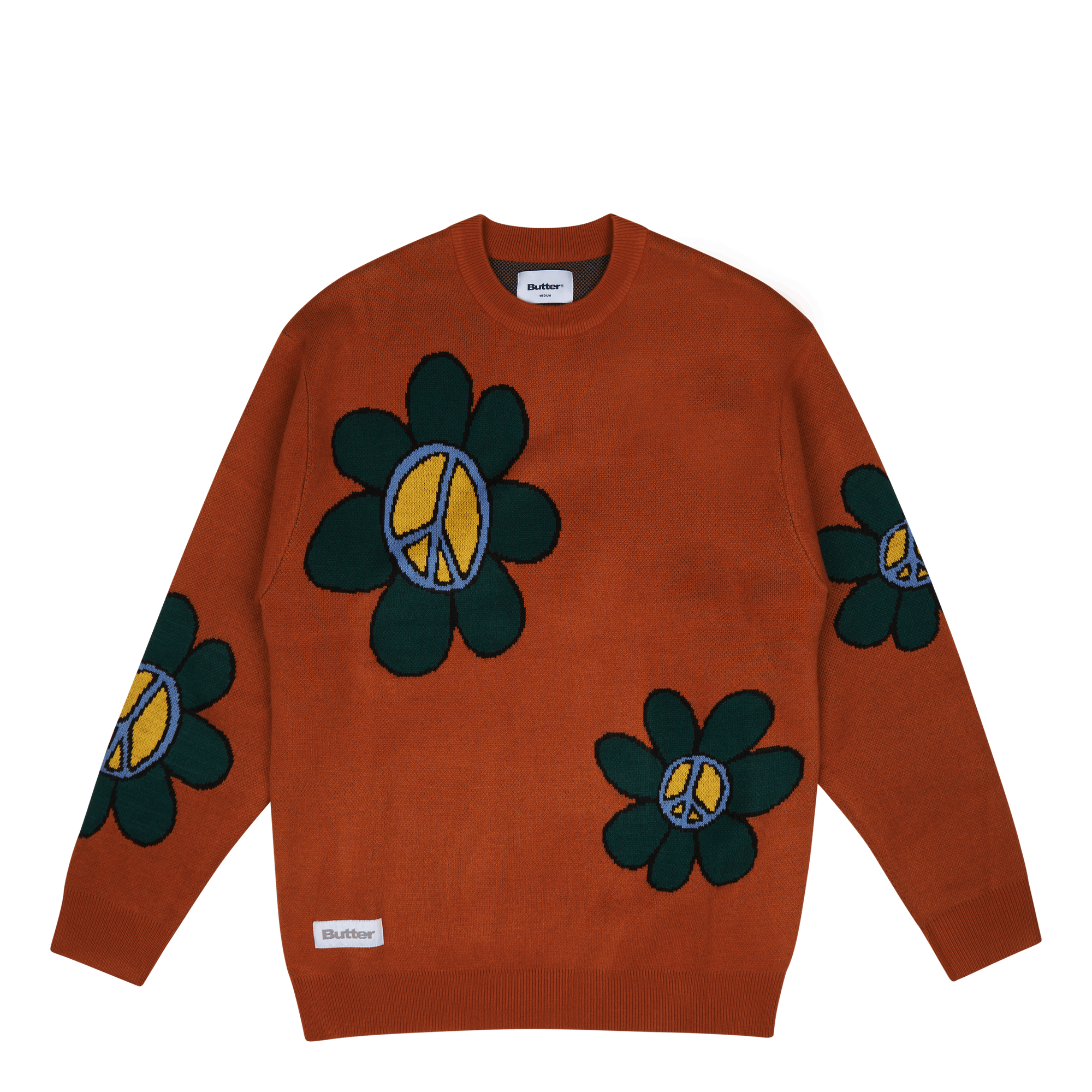 Flowers Knit Sweater Rust