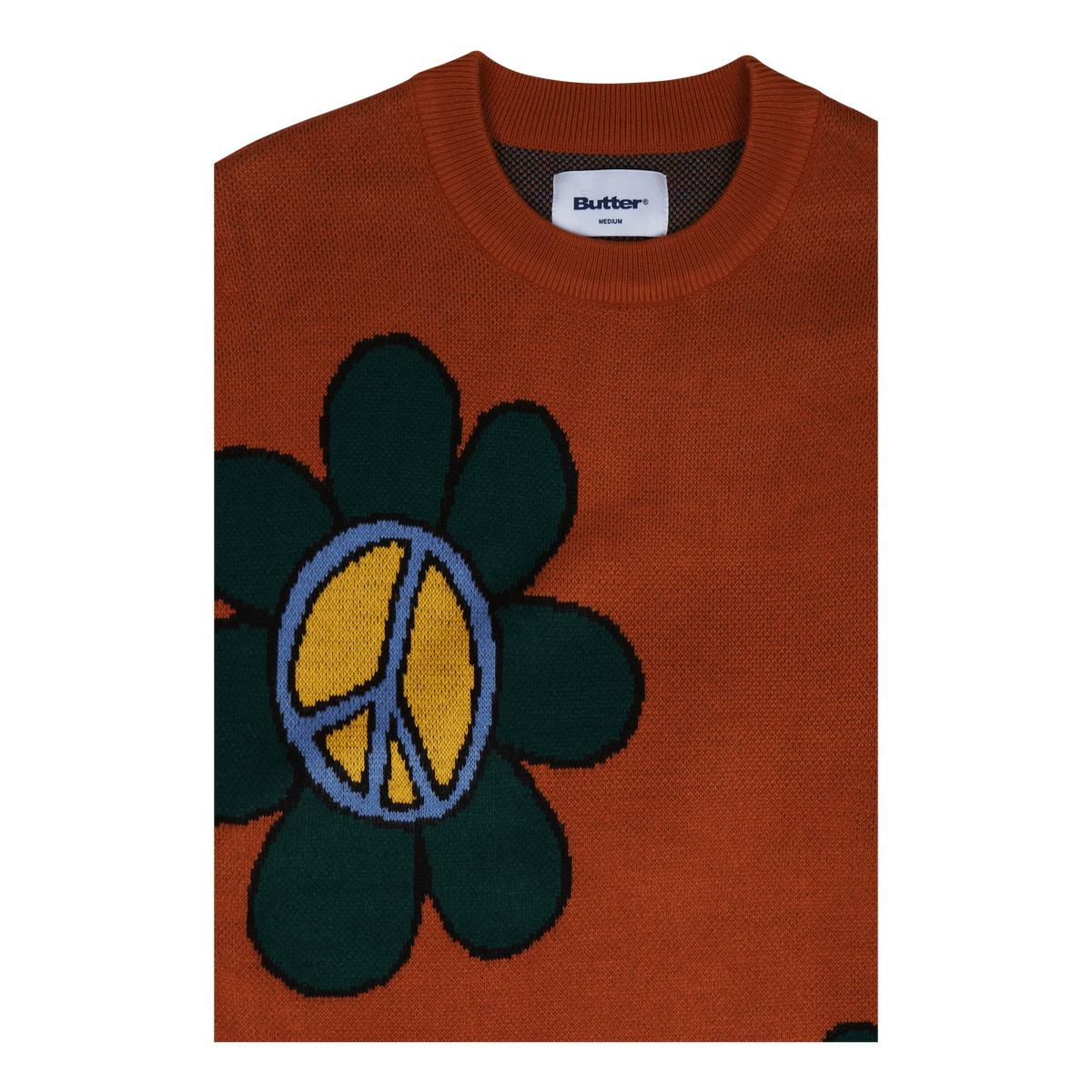 Flowers Knit Sweater Rust