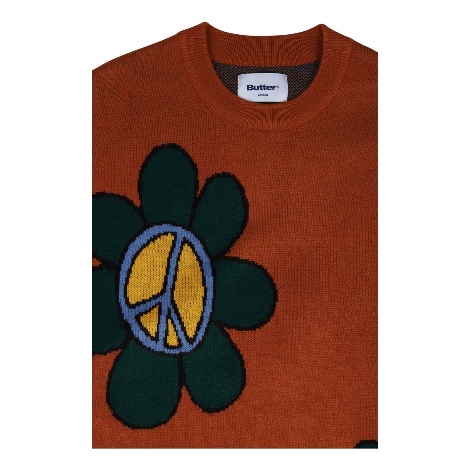 Flowers Knit Sweater Rust