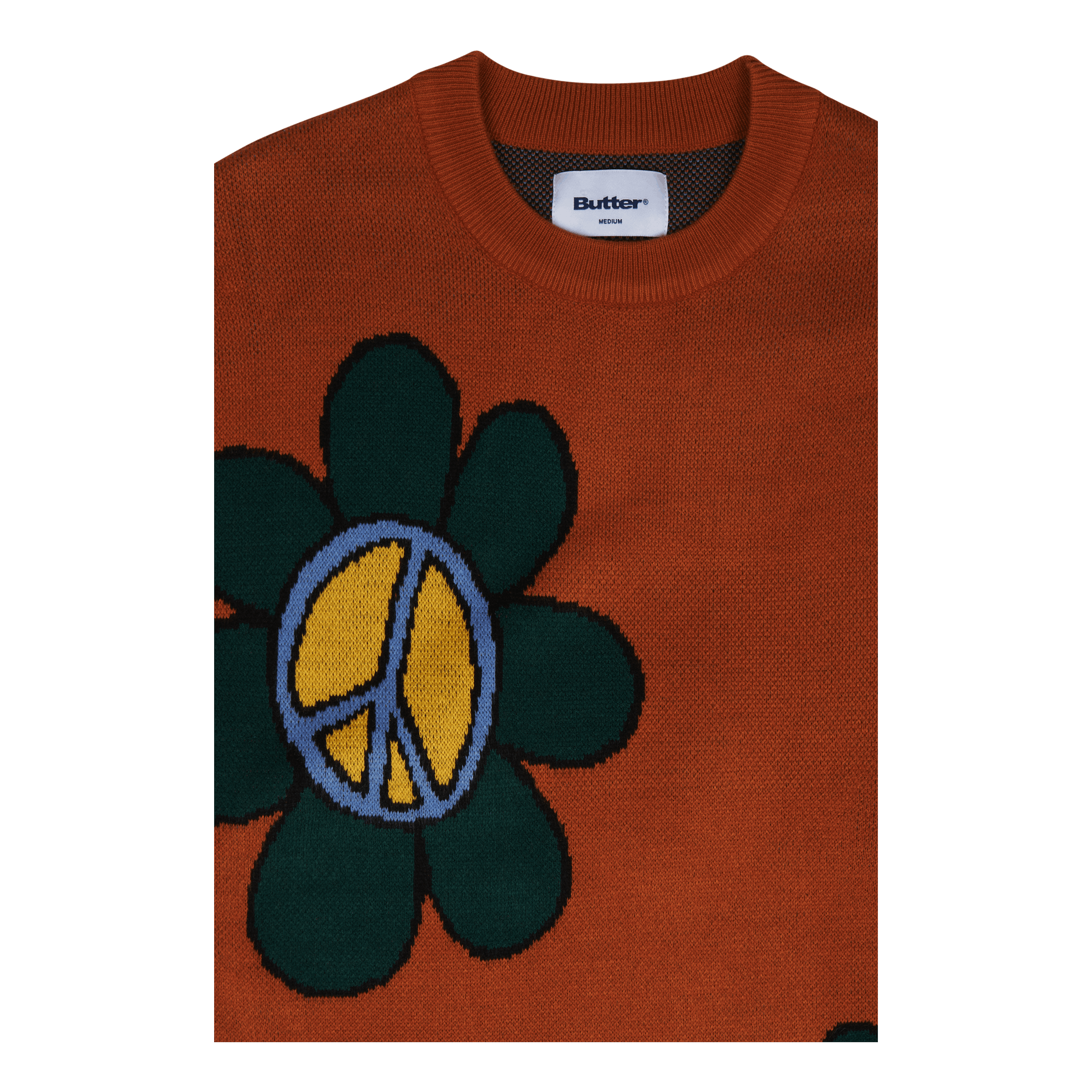 Flowers Knit Sweater Rust