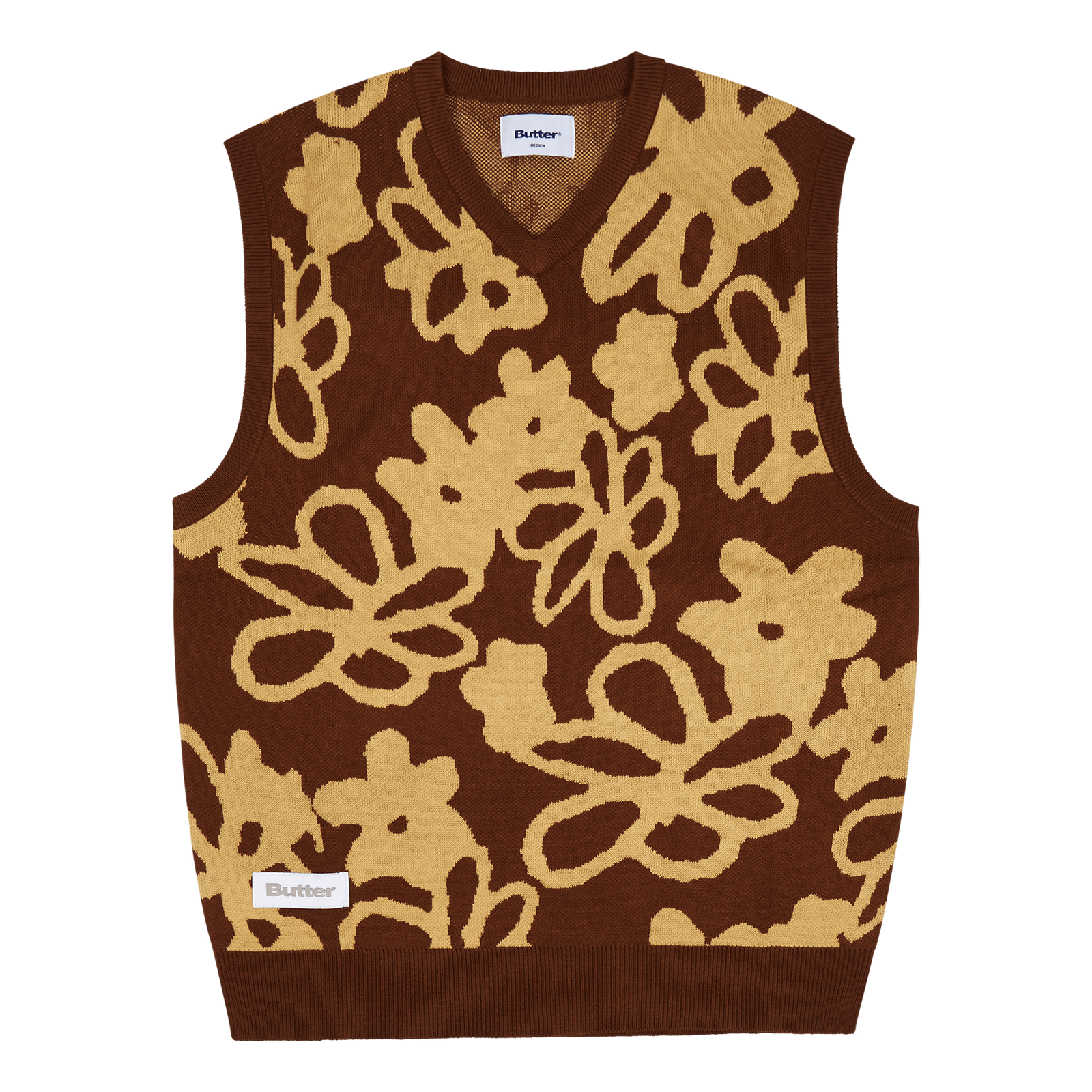 Flowers Knit Vest Brown