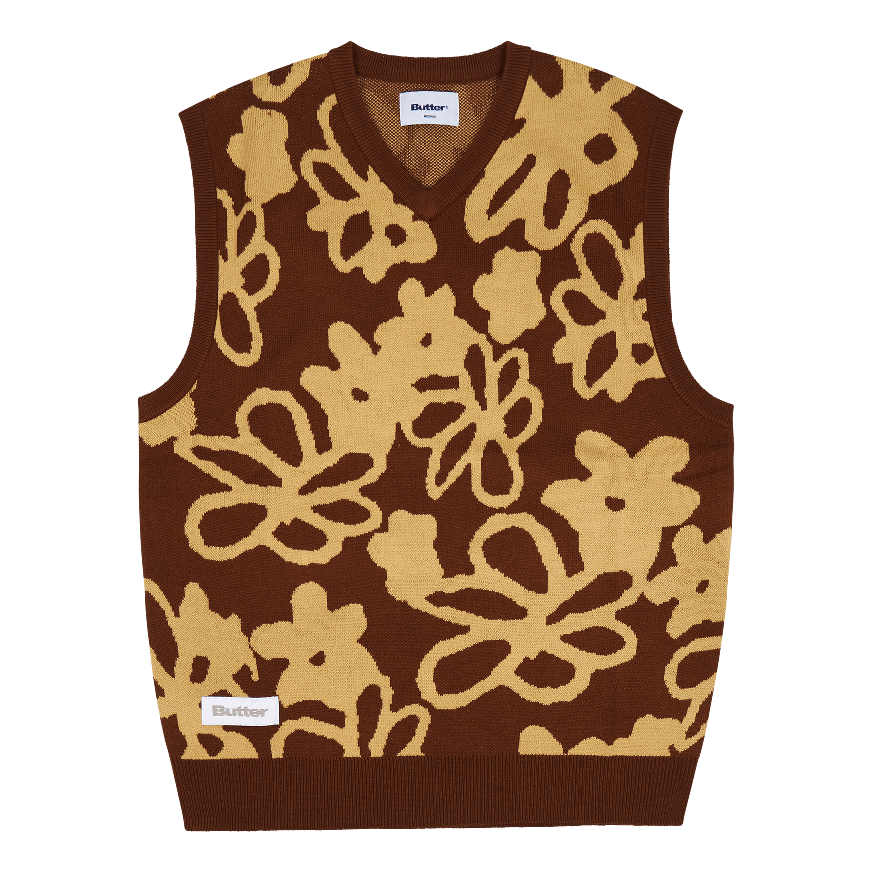 Flowers Knit Vest Brown