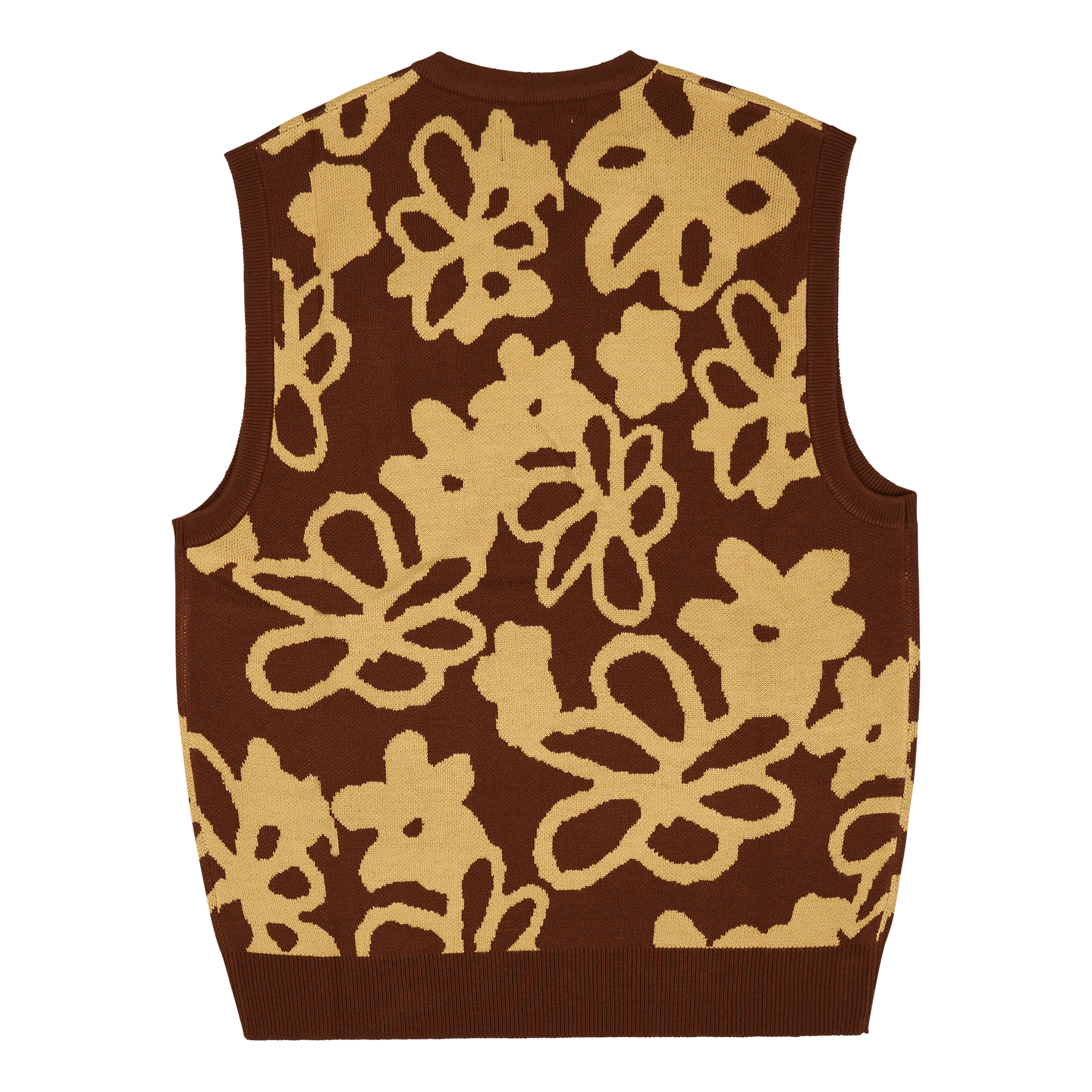 Flowers Knit Vest Brown