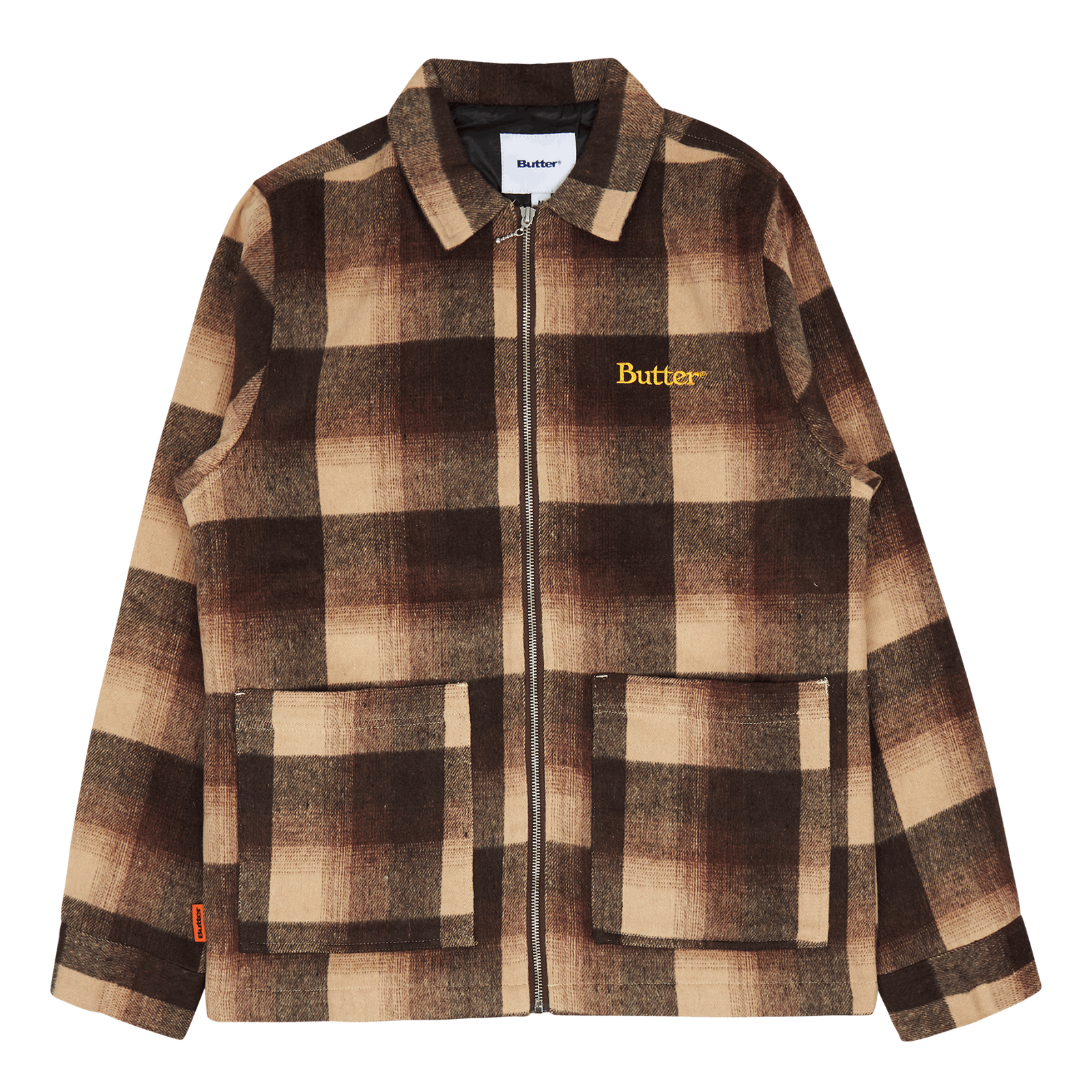 Plaid Zip Thru Overshirt Brown