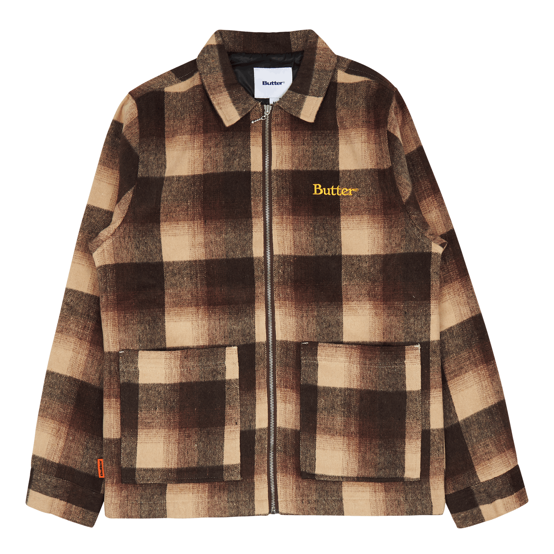 Plaid Zip Thru Overshirt Brown