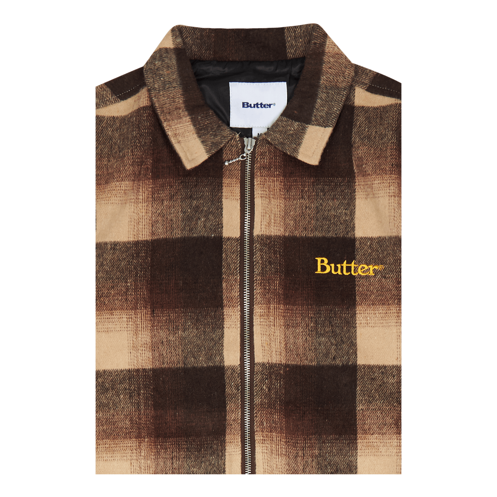 Plaid Zip Thru Overshirt Brown