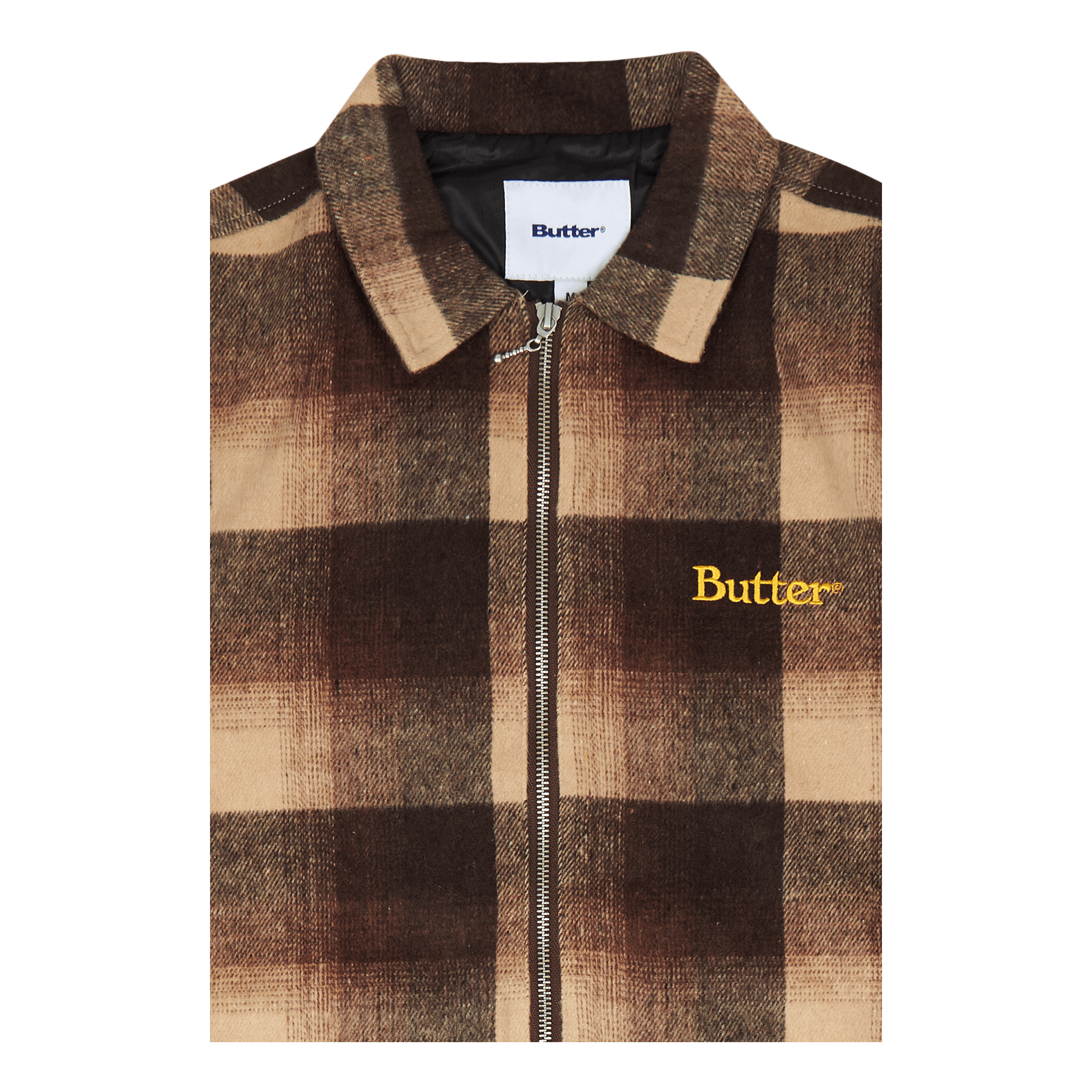 Plaid Zip Thru Overshirt Brown