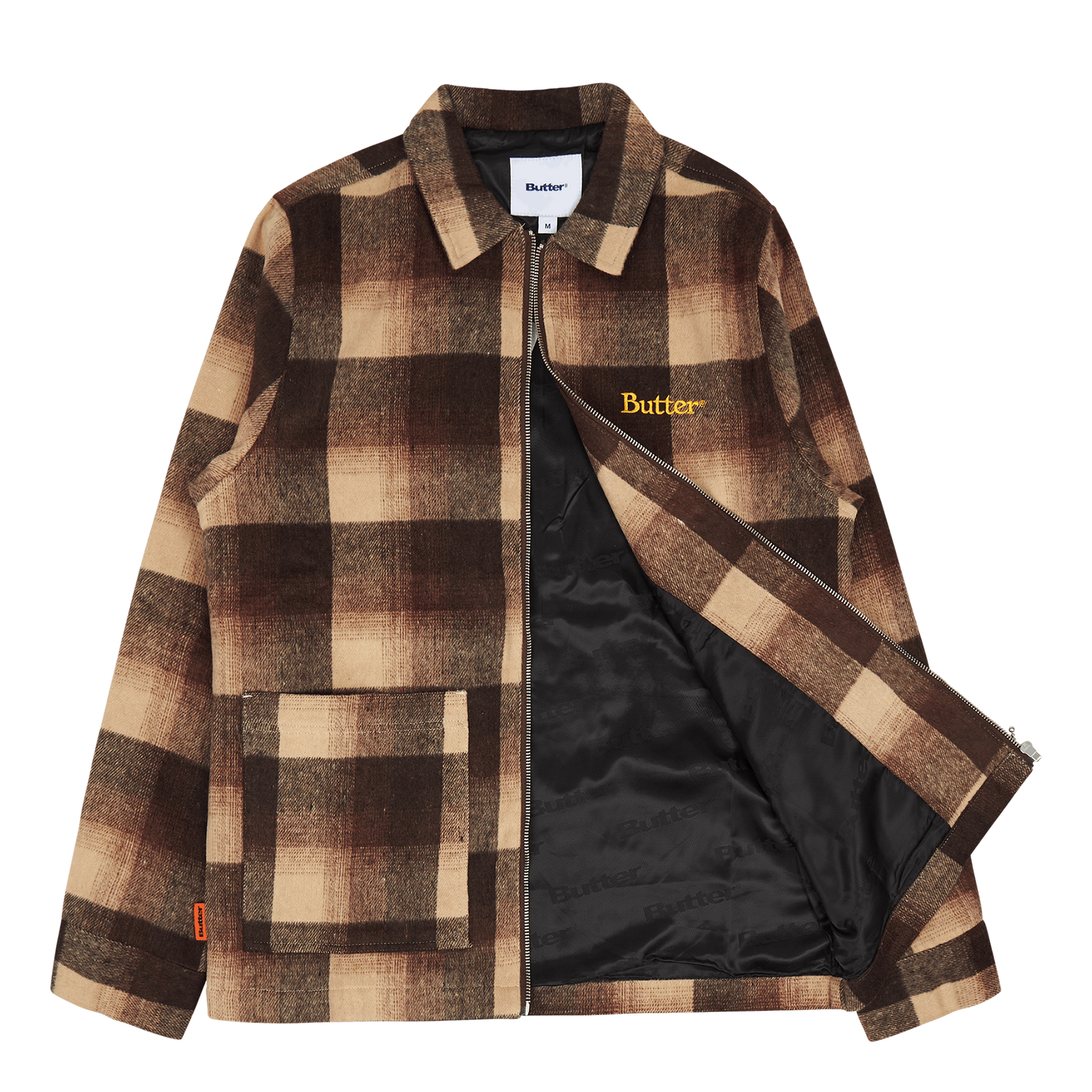 Plaid Zip Thru Overshirt Brown