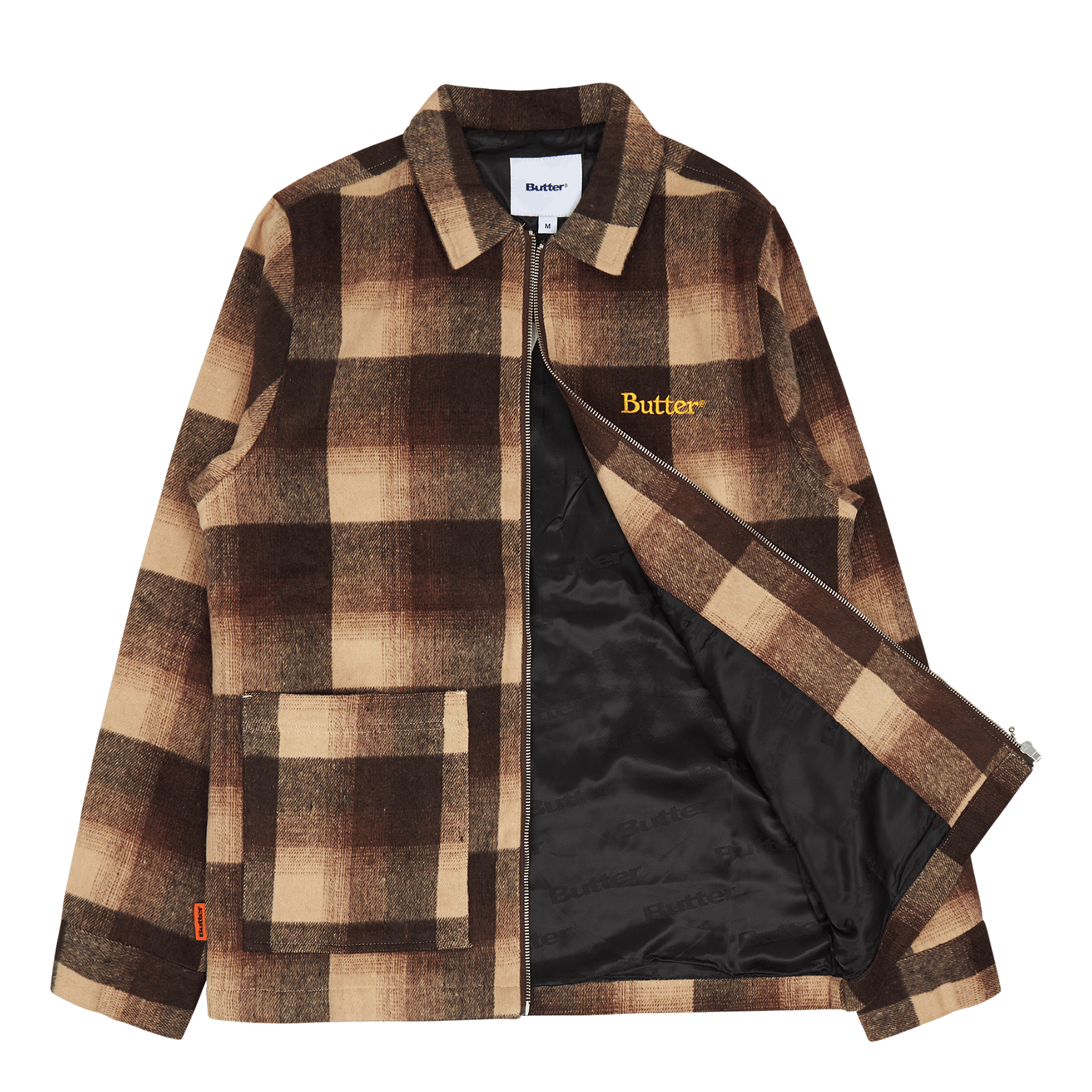 Plaid Zip Thru Overshirt Brown