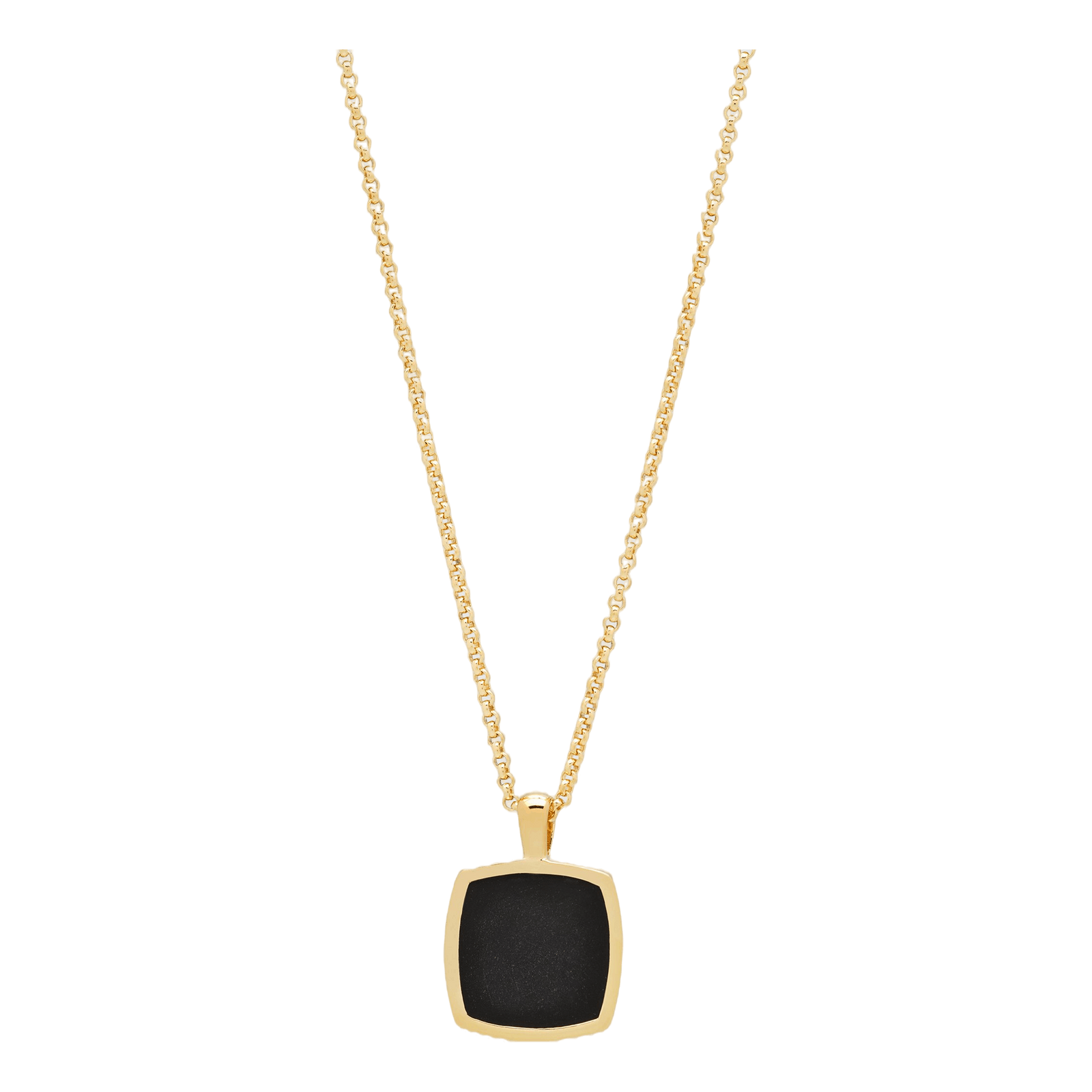 Cushion Pendant Onyx Gold Silver