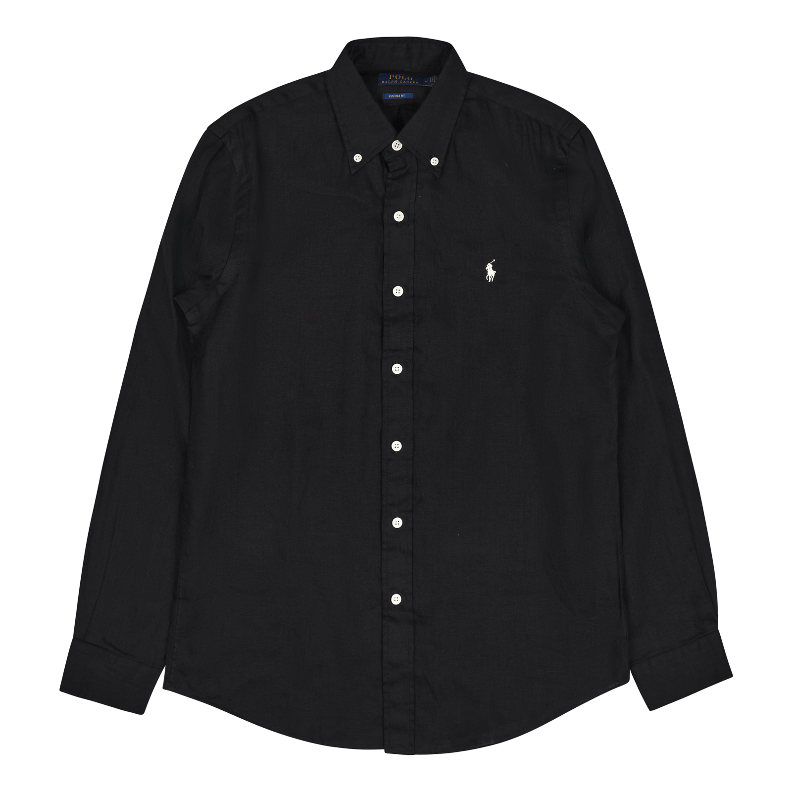 Custom Fit Linen Shirt Polo Black