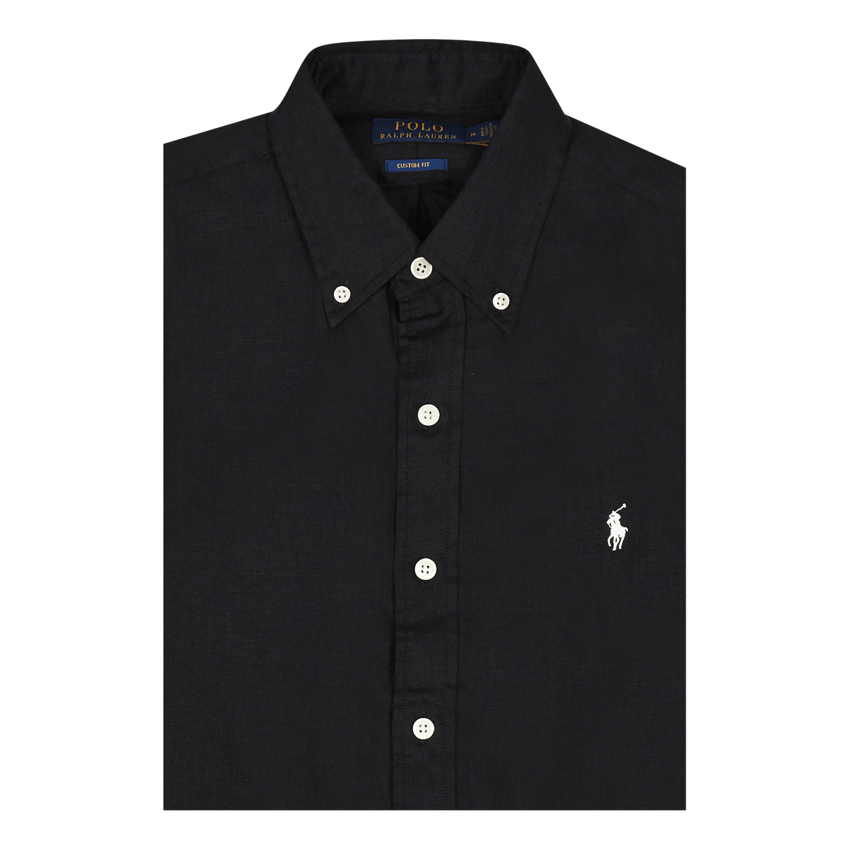 Custom Fit Linen Shirt Polo Black