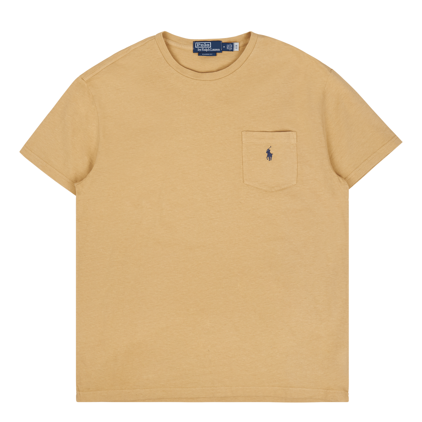 Classic Fit Cotton-Linen Pocket T-Shirt Vintage Khaki