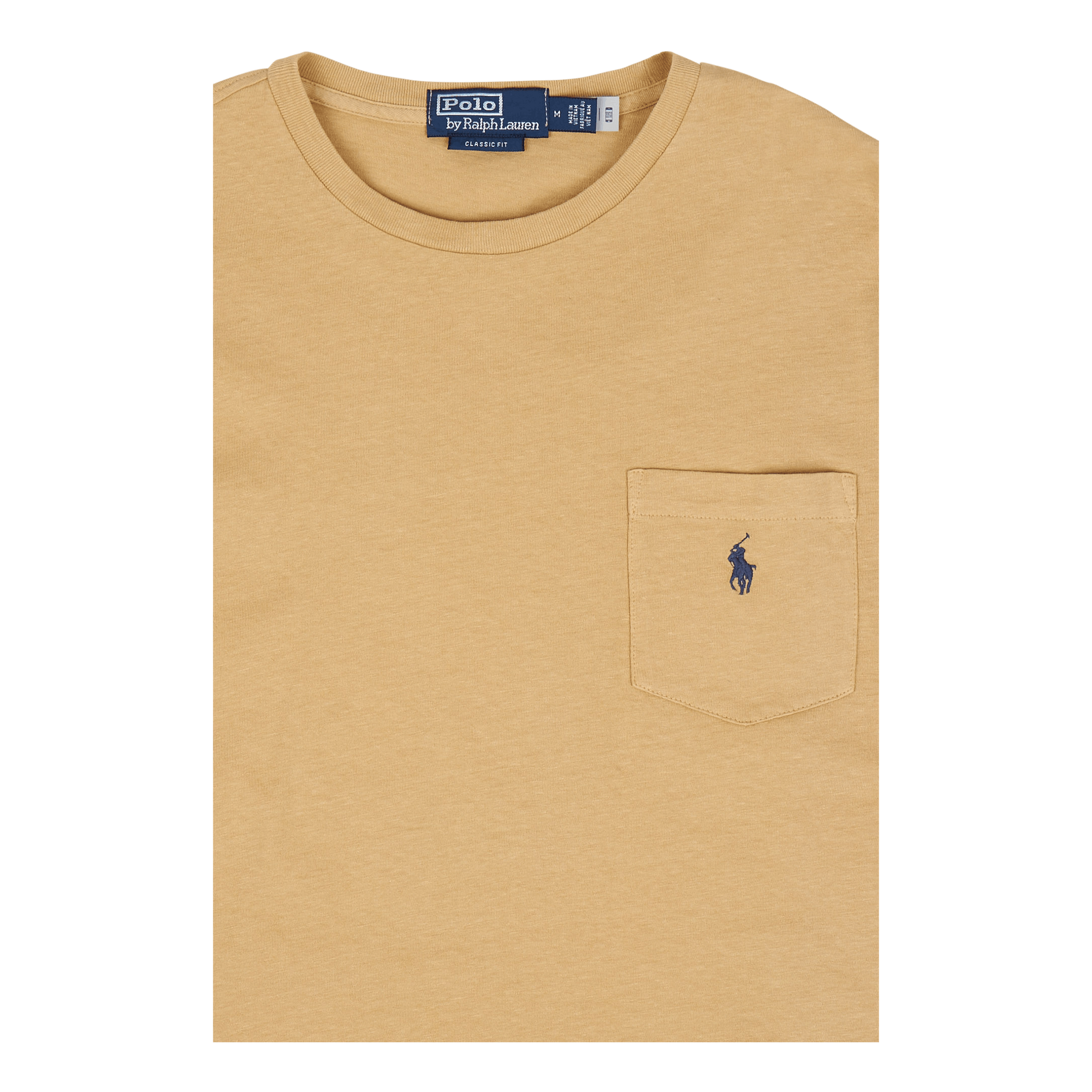 Classic Fit Cotton-Linen Pocket T-Shirt Vintage Khaki