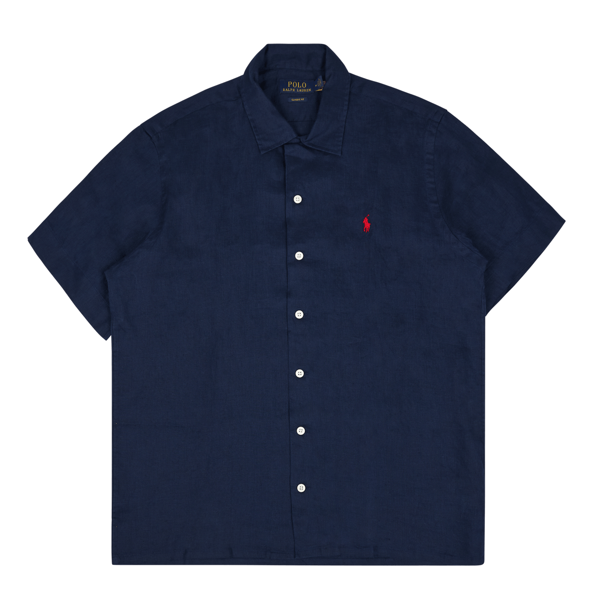 Classic Fit Linen Camp Shirt Newport Navy