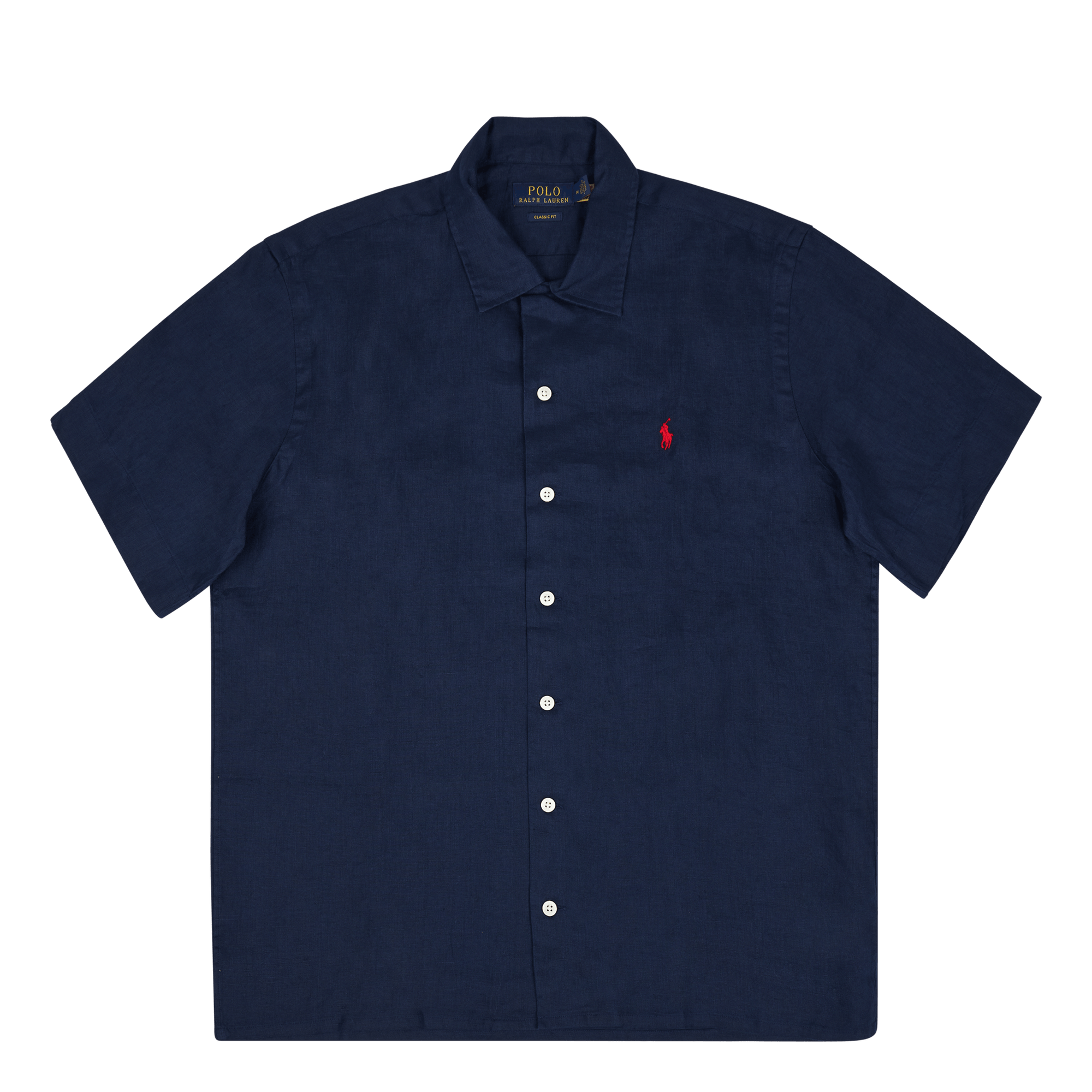 Classic Fit Linen Camp Shirt Newport Navy