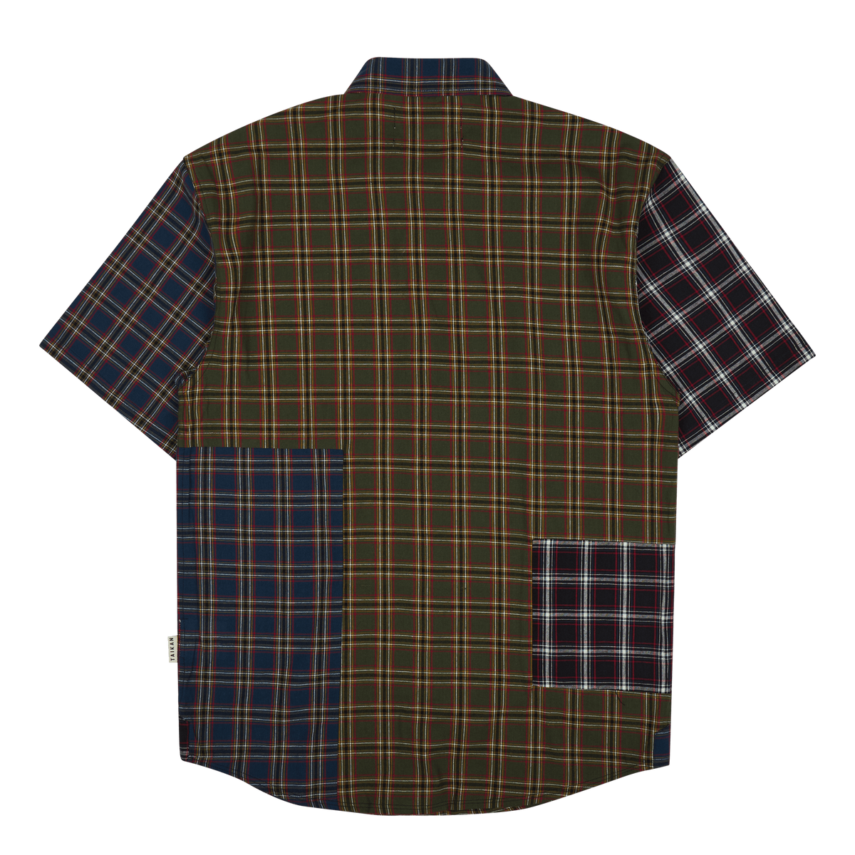 Patchwork S/s Shirt Olive Plaid