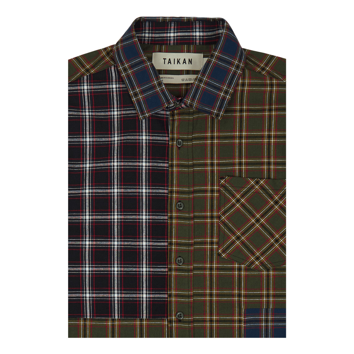 Patchwork S/s Shirt Olive Plaid