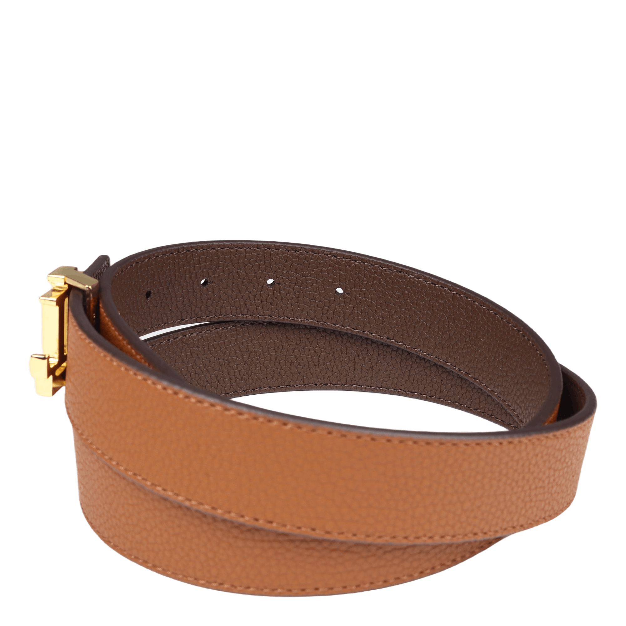 Reversible Logo Leather Belt Ltn/Dkbr