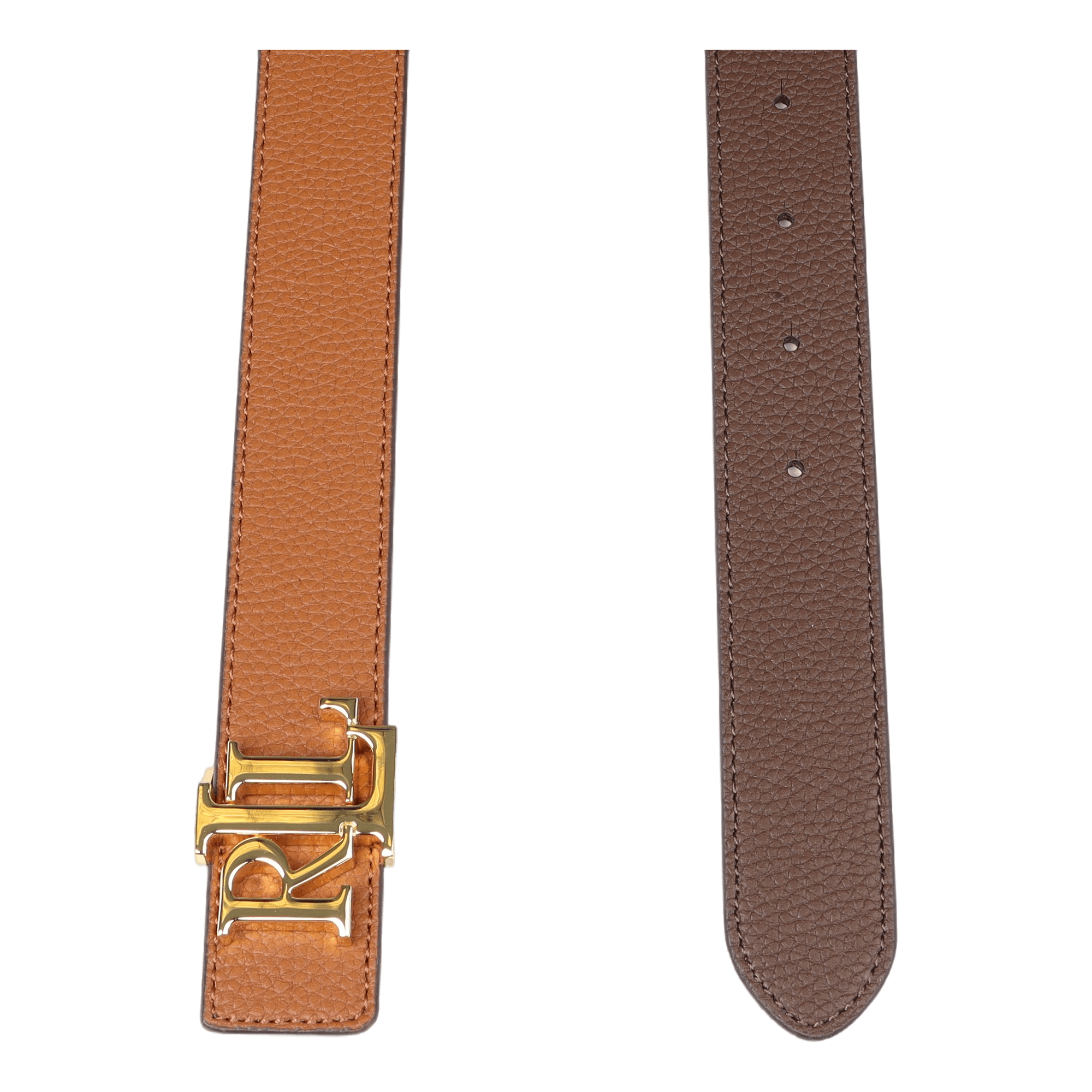 Reversible Logo Leather Belt Ltn/Dkbr