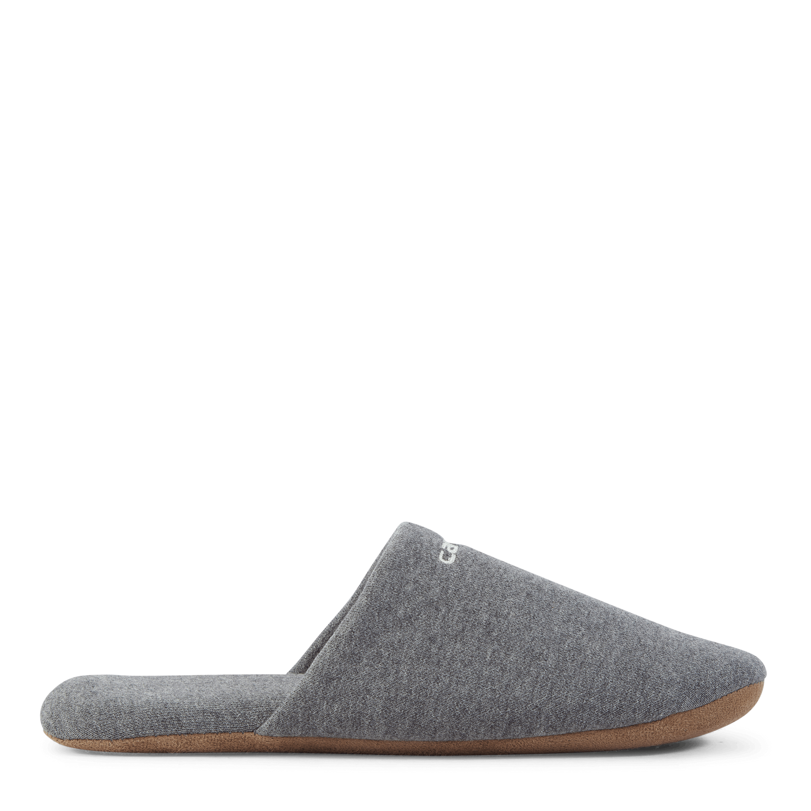 Script Embroidery Slippers Dark Grey Heather / White