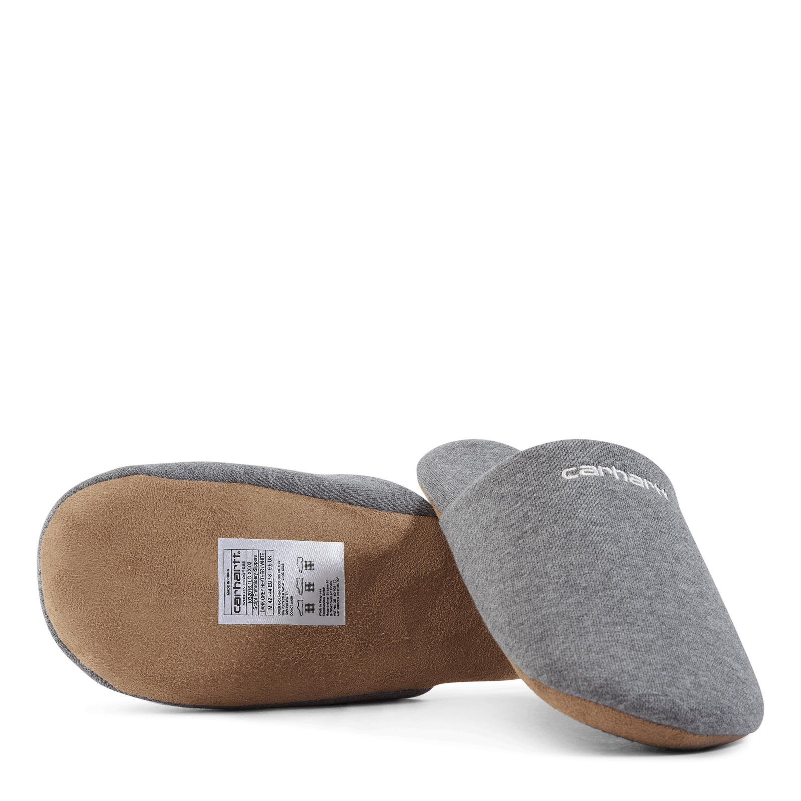 Script Embroidery Slippers Dark Grey Heather / White