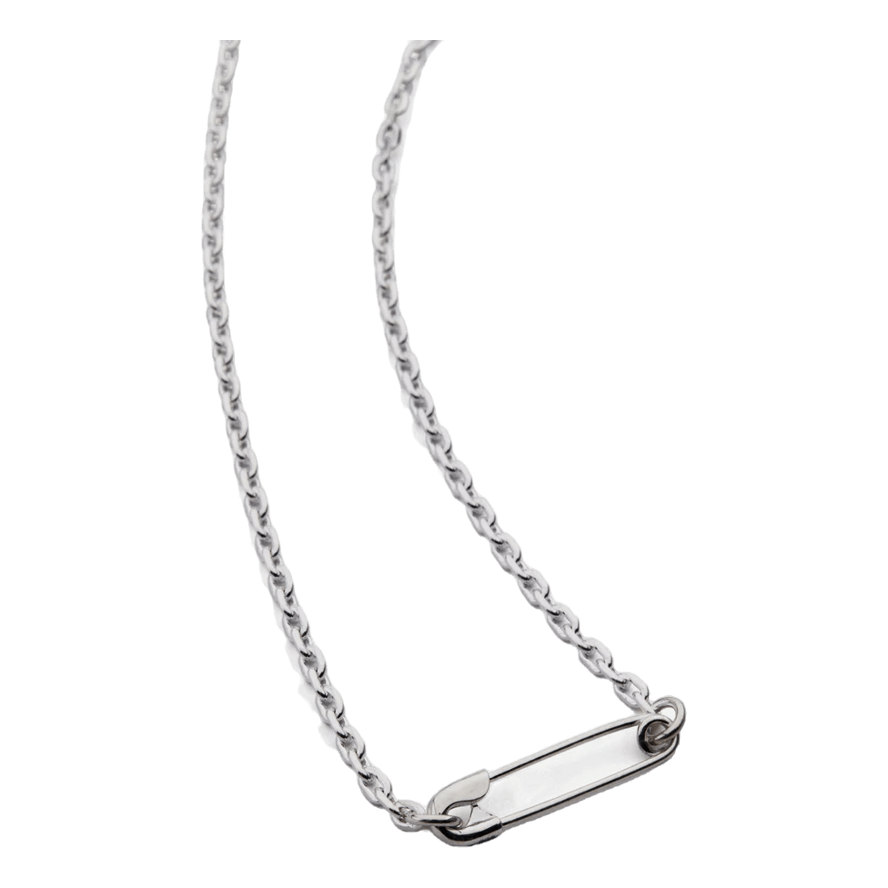 Silver Safety Pin Necklace Silver