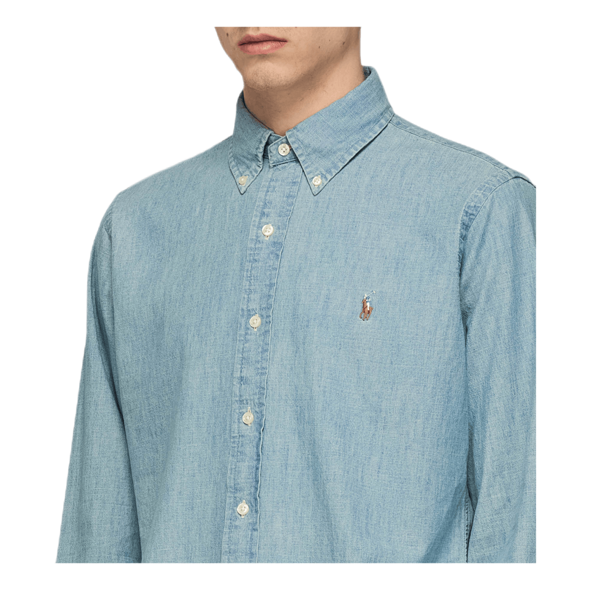 Custom Fit Chambray Shirt Blue