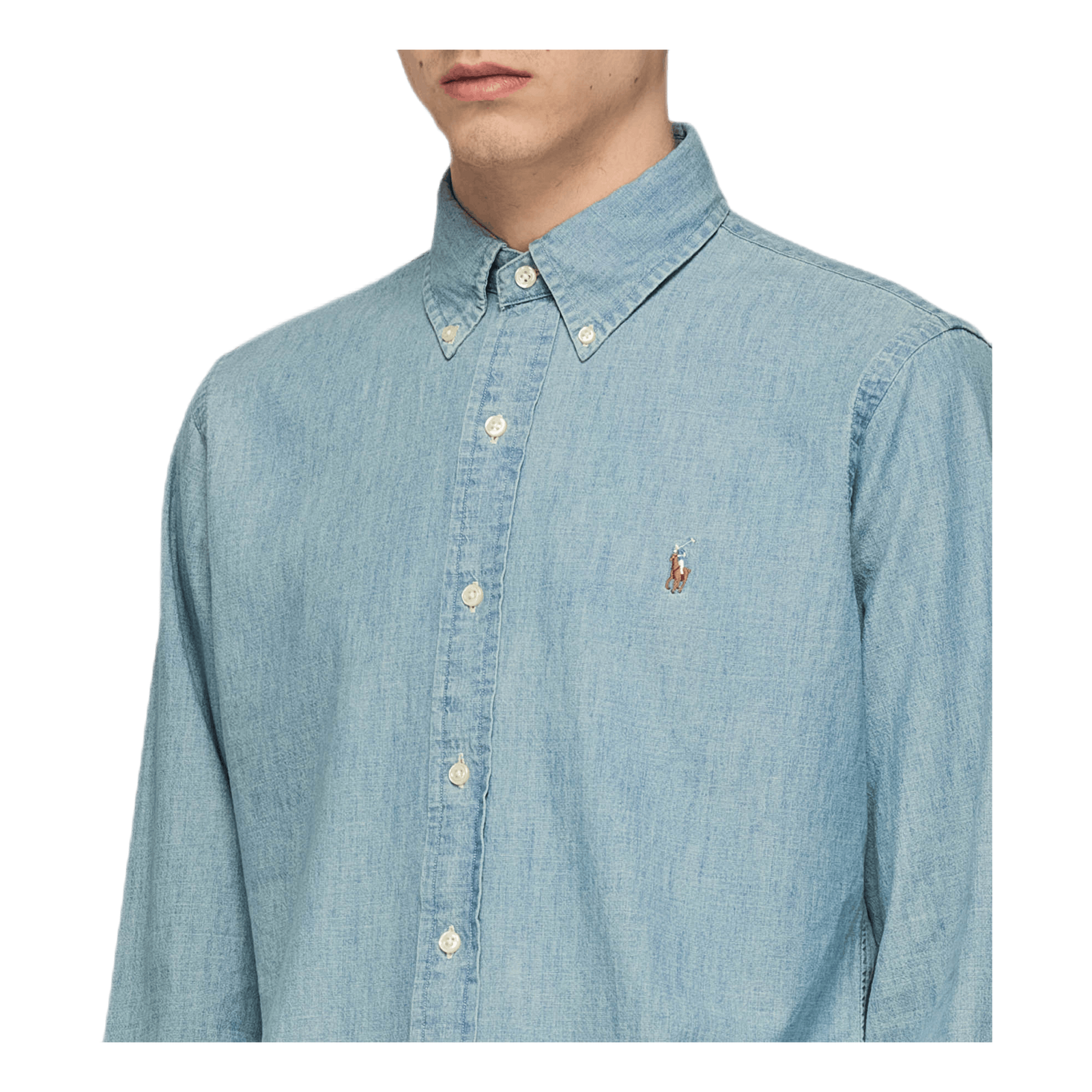 Custom Fit Chambray Shirt Blue