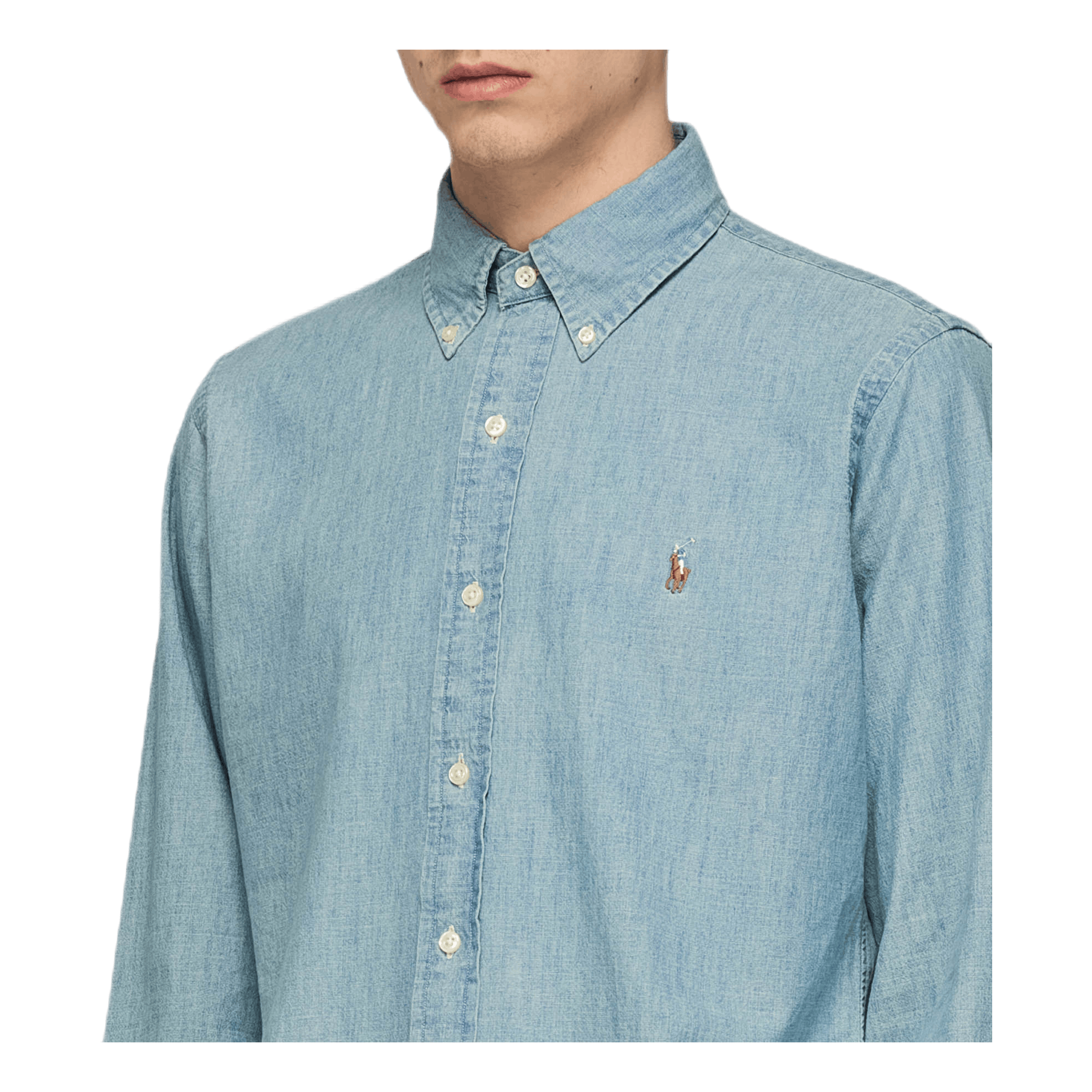 Custom Fit Chambray Shirt Blue