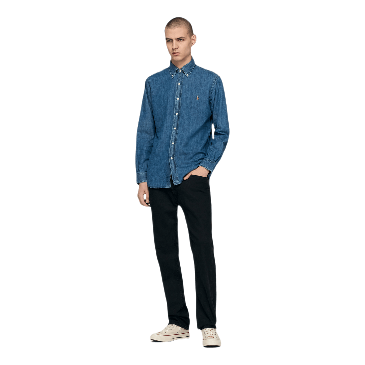 Custom Fit Denim Shirt Blue