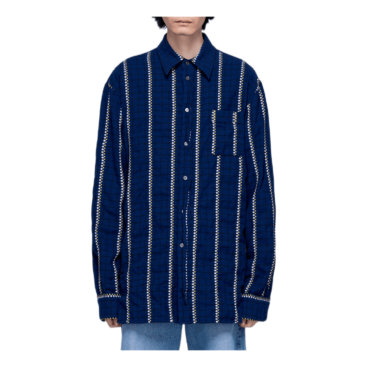 Patterned Light Flannel Shirt Blue