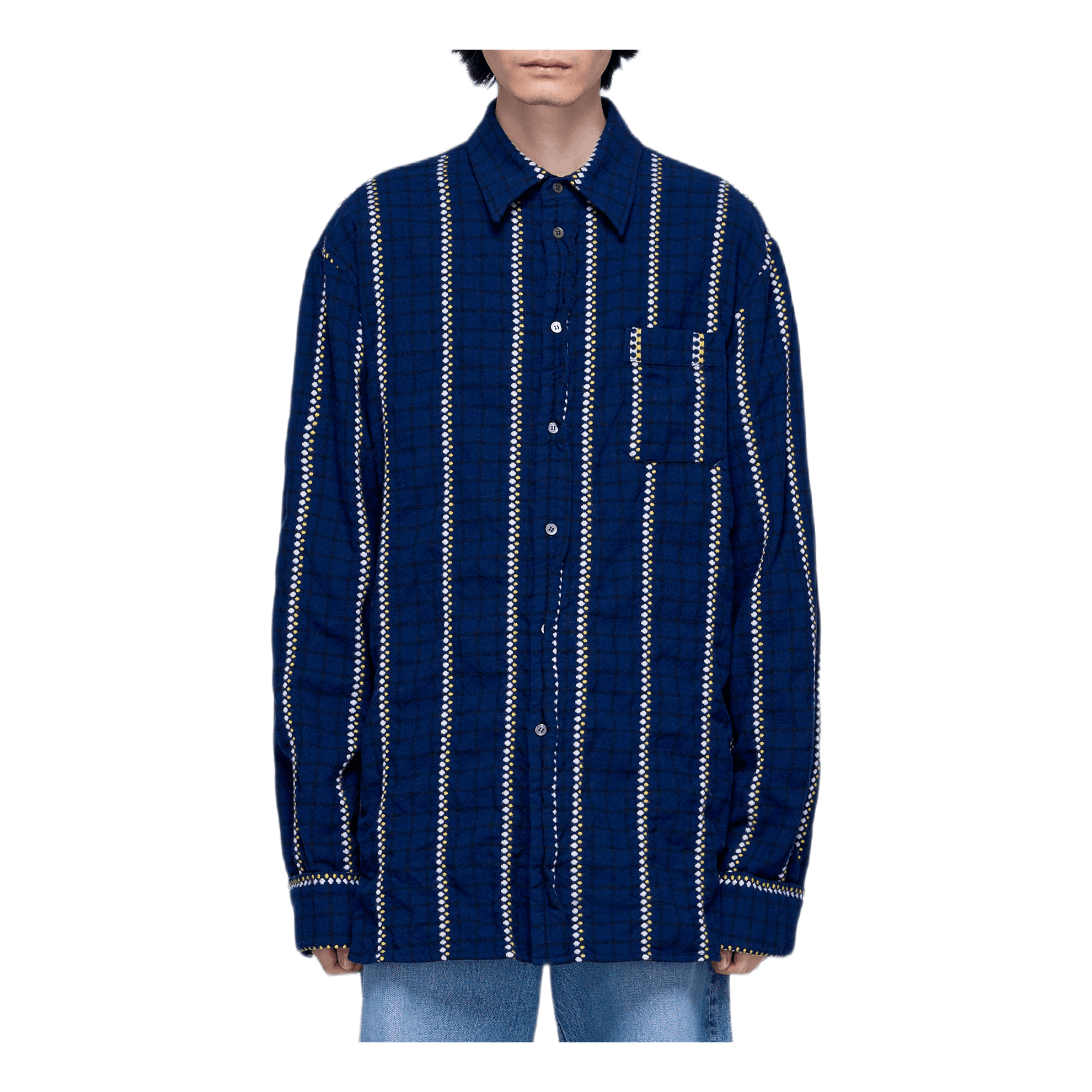 Patterned Light Flannel Shirt Blue