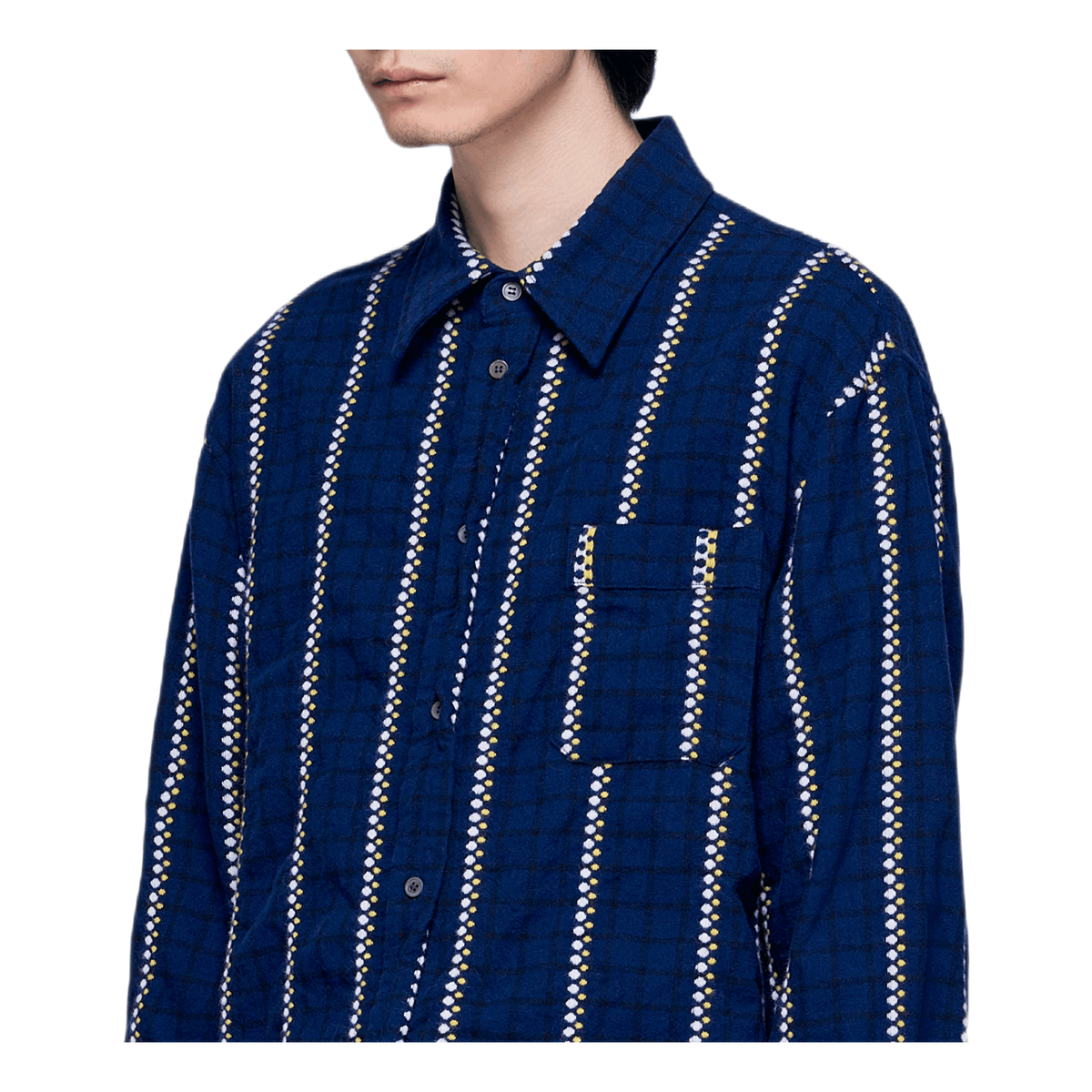 Patterned Light Flannel Shirt Blue