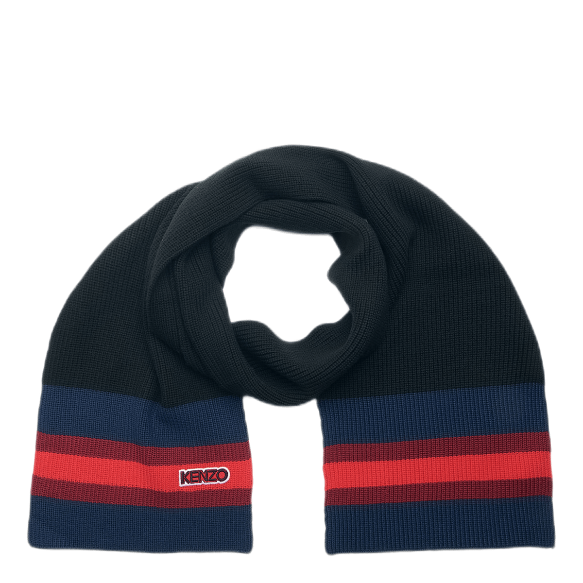 Logo Patch Knitted Scarf Black