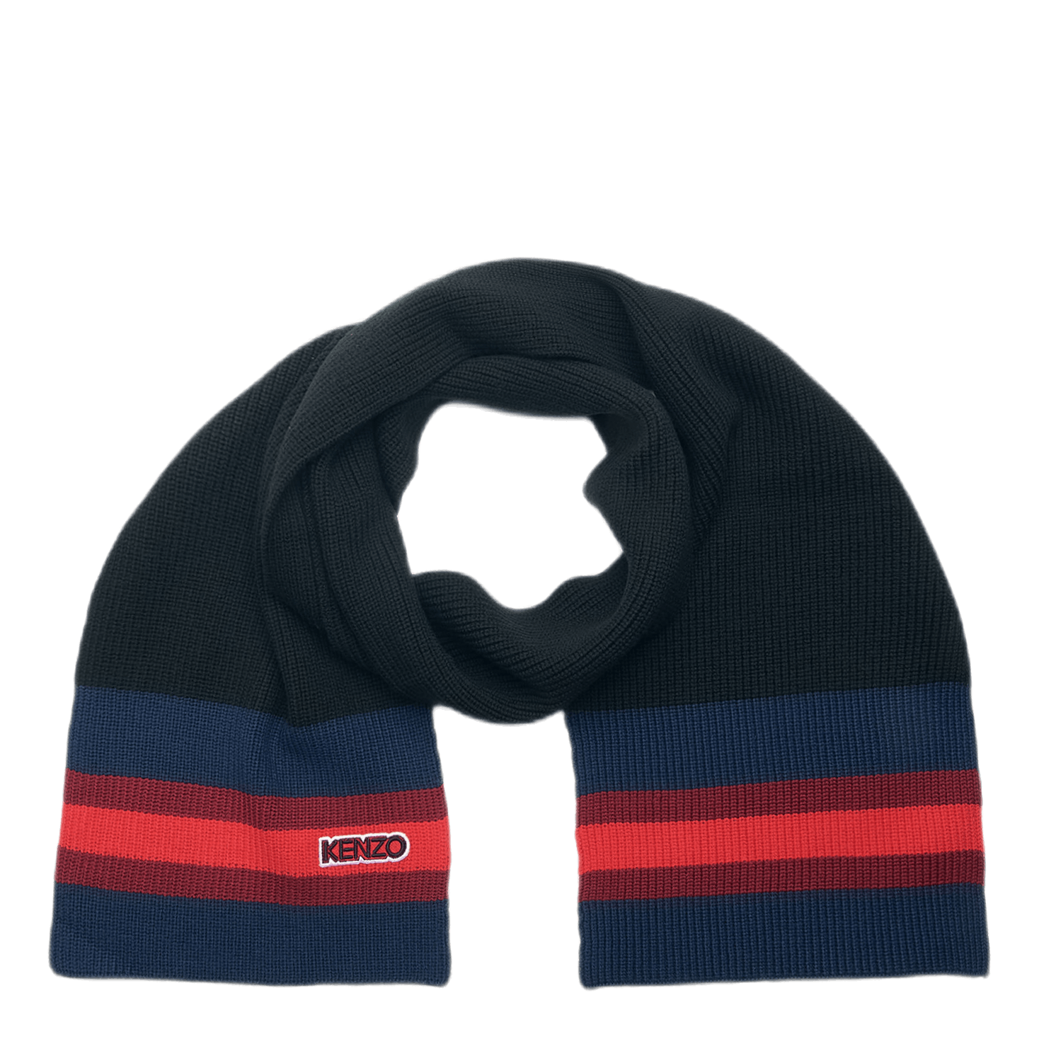 Logo Patch Knitted Scarf Black