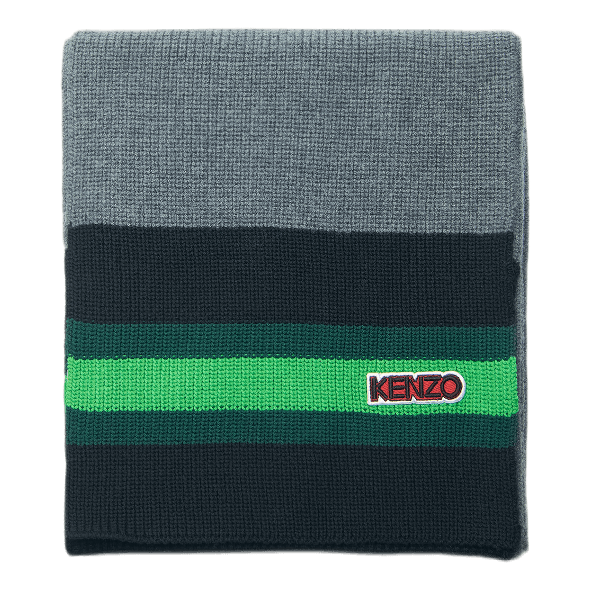 Logo Patch Knitted Scarf Gray