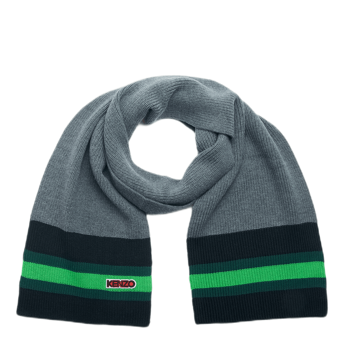 Logo Patch Knitted Scarf Gray