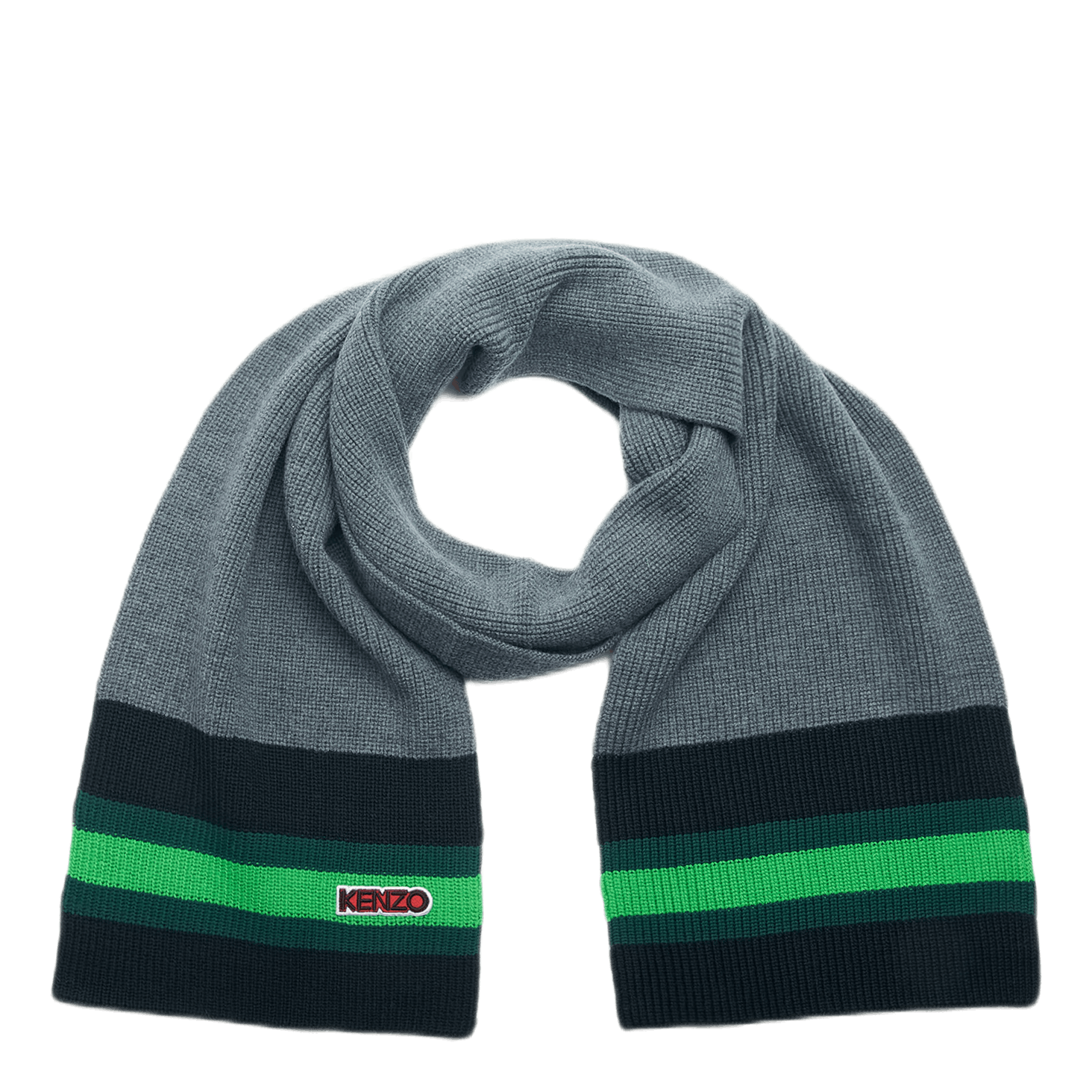 Logo Patch Knitted Scarf Gray