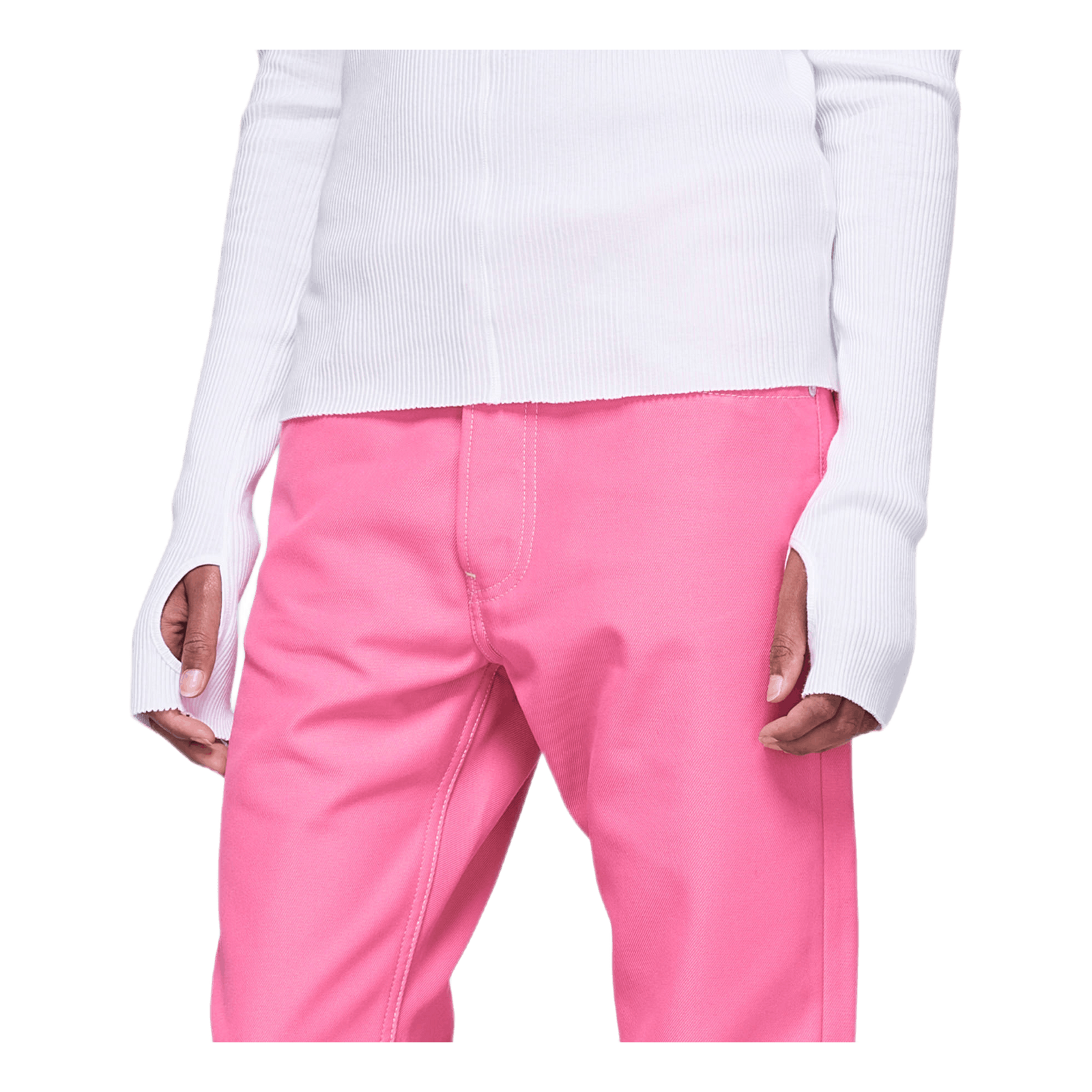 High Neck Rib Top White