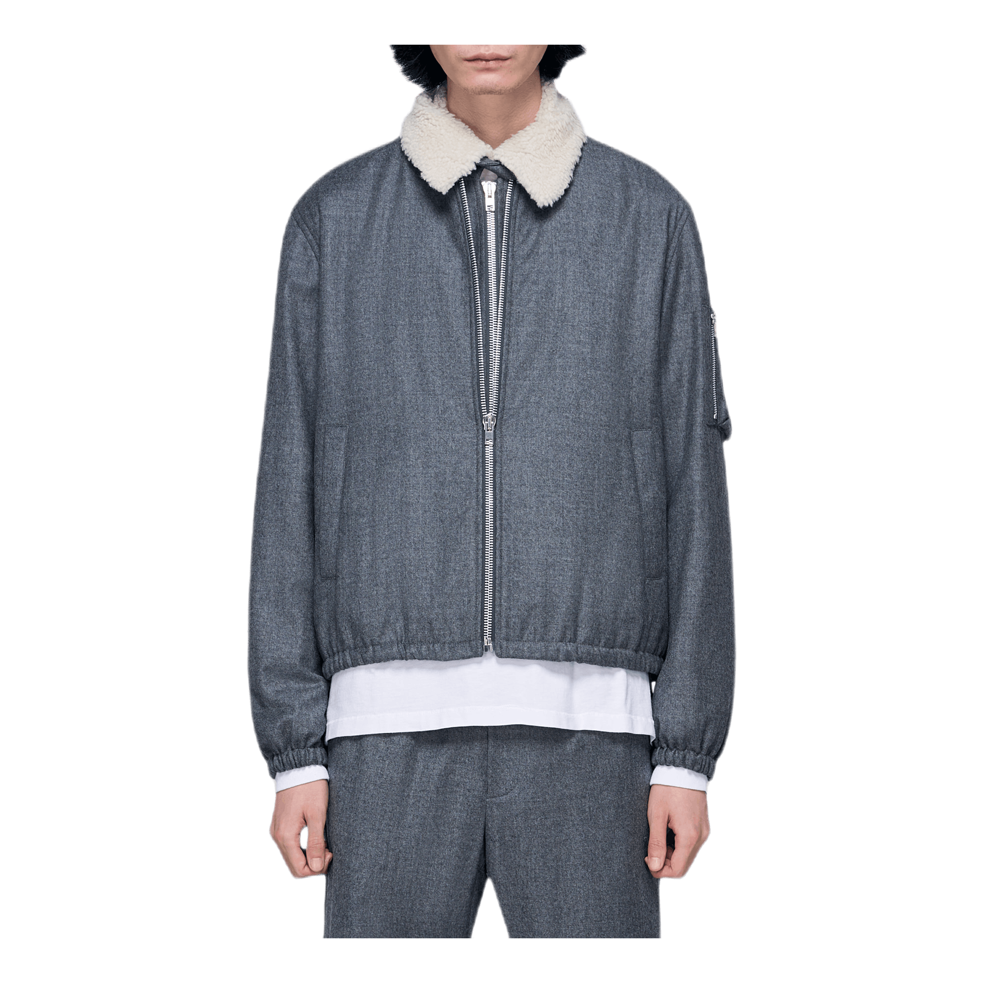 Helmut Lang Padded Flannel Bomber Gray Caliroots