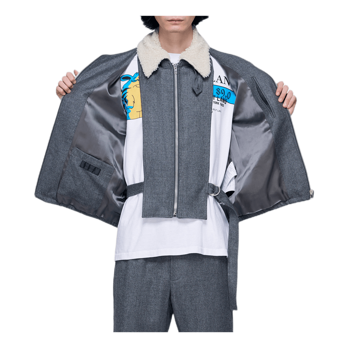 Padded Flannel Bomber Gray